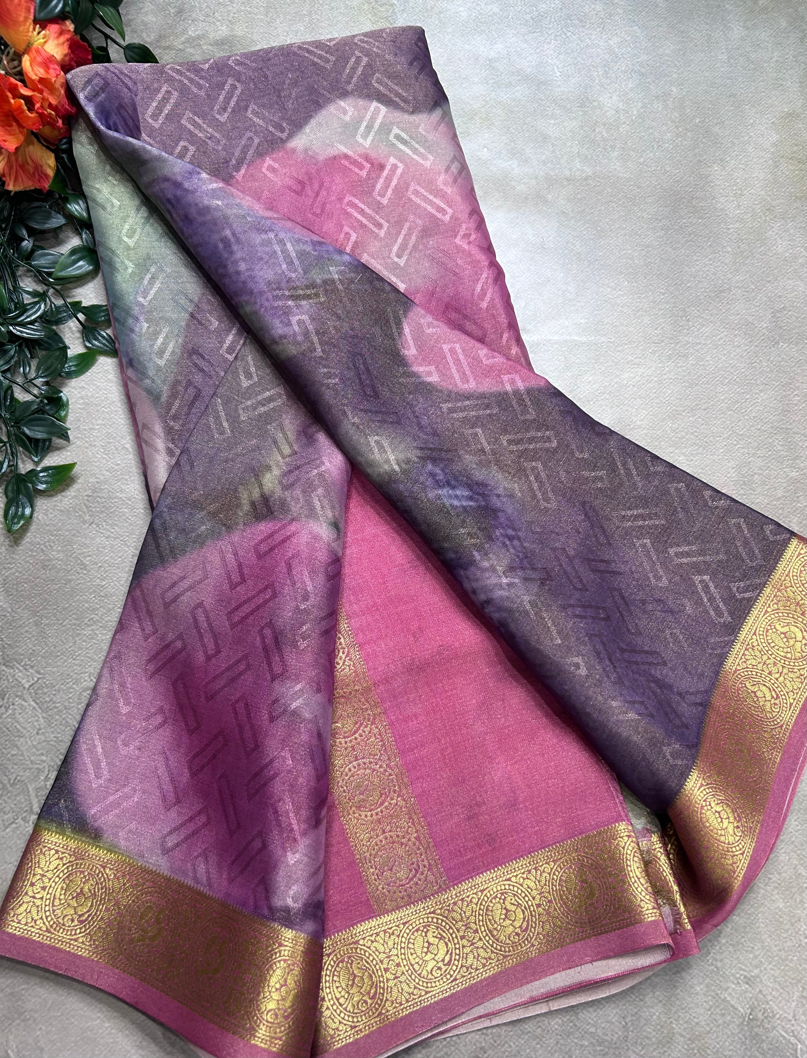 Multicolour digital print pure mysore silk saree(DMS106)