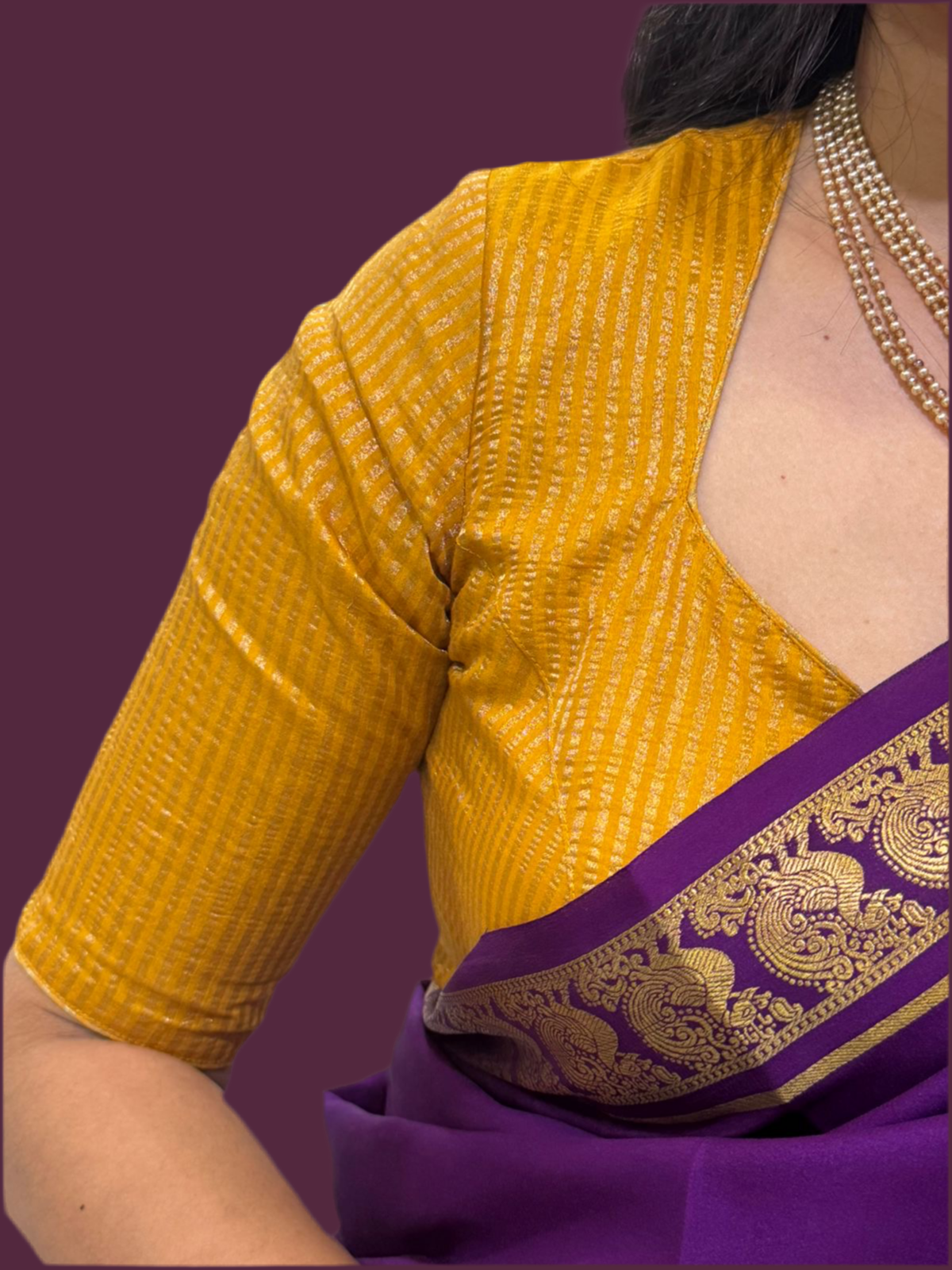 Yellow stripes tissue blouse 102