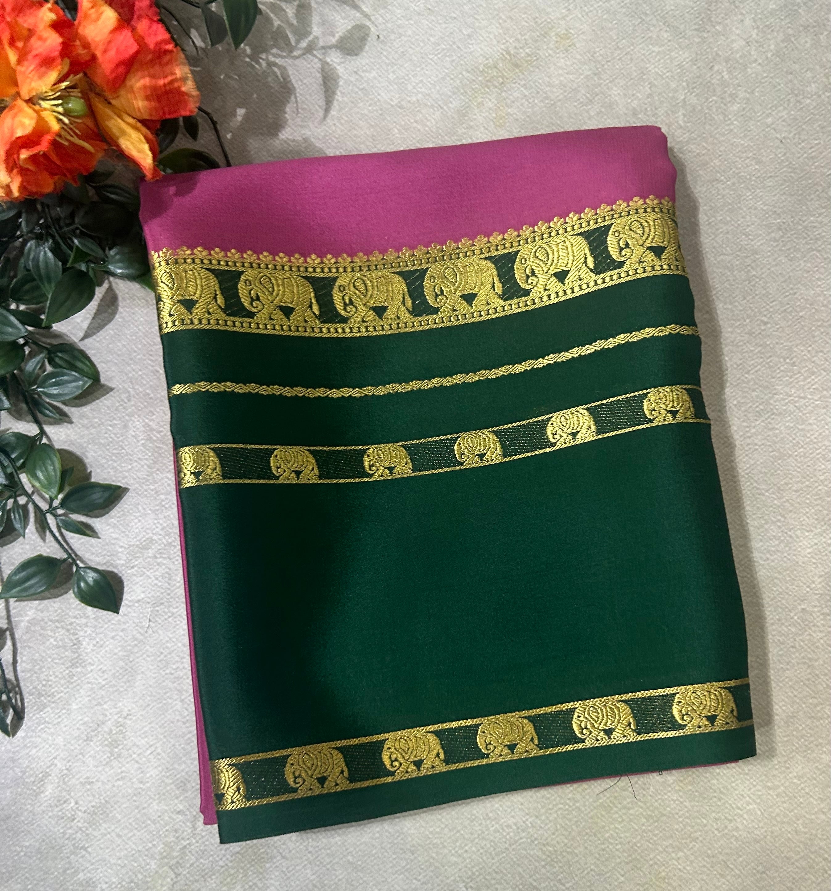 Light purple bentex border pure Mysore silk 104 saree