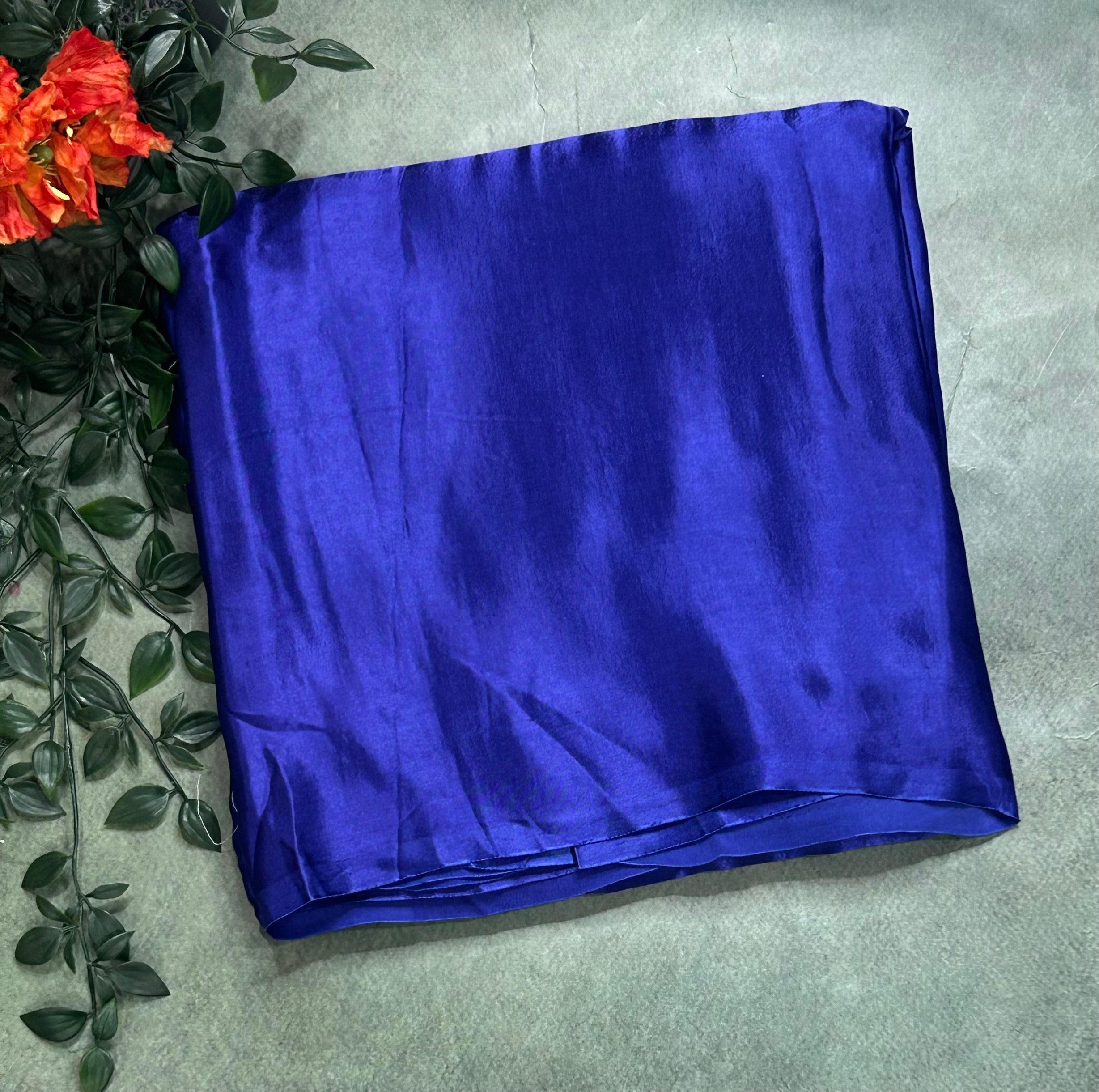 Blue plain borderless modal silk 104 saree