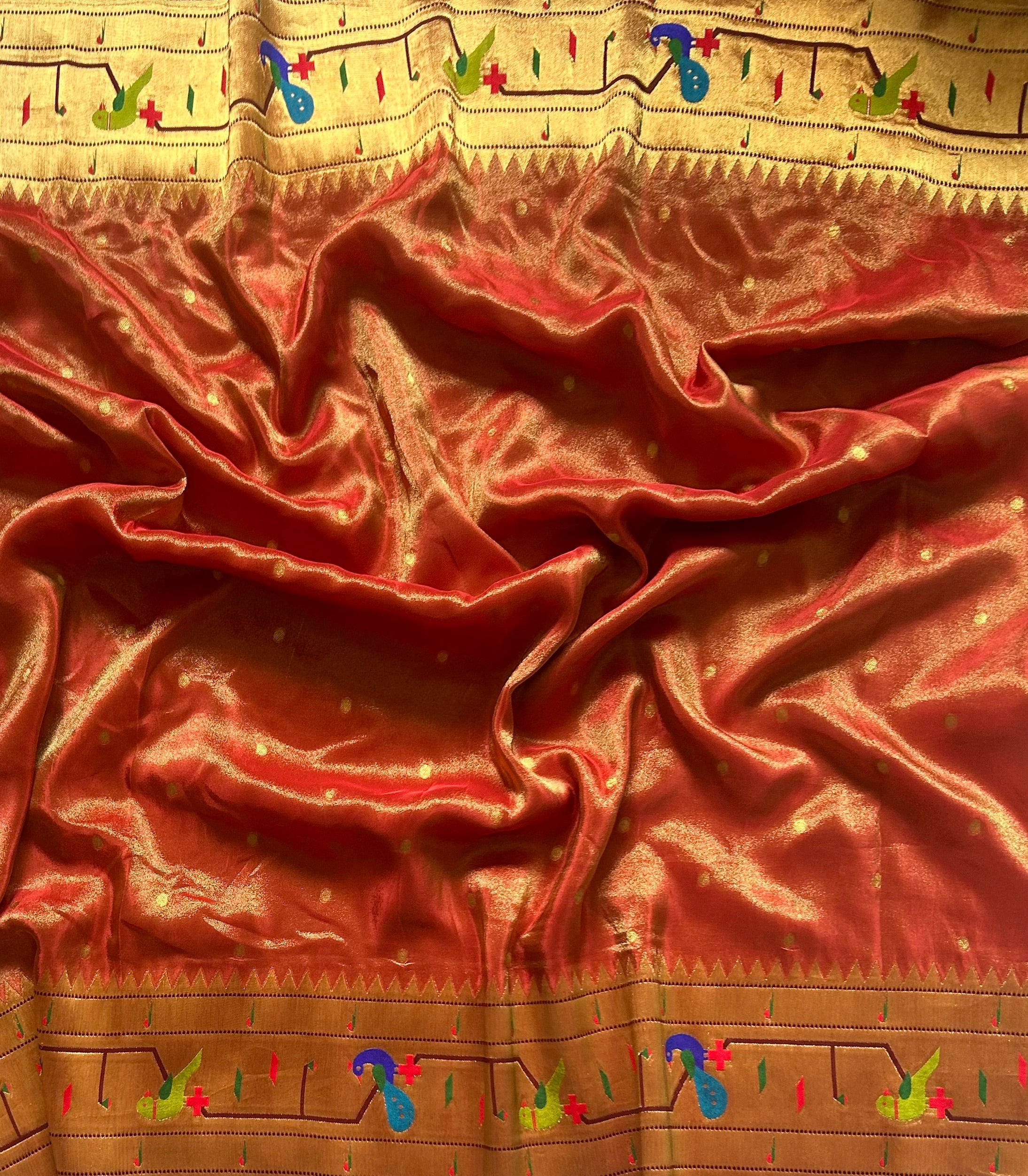 Maroon  small Butta tissue Paithani border 104 saree