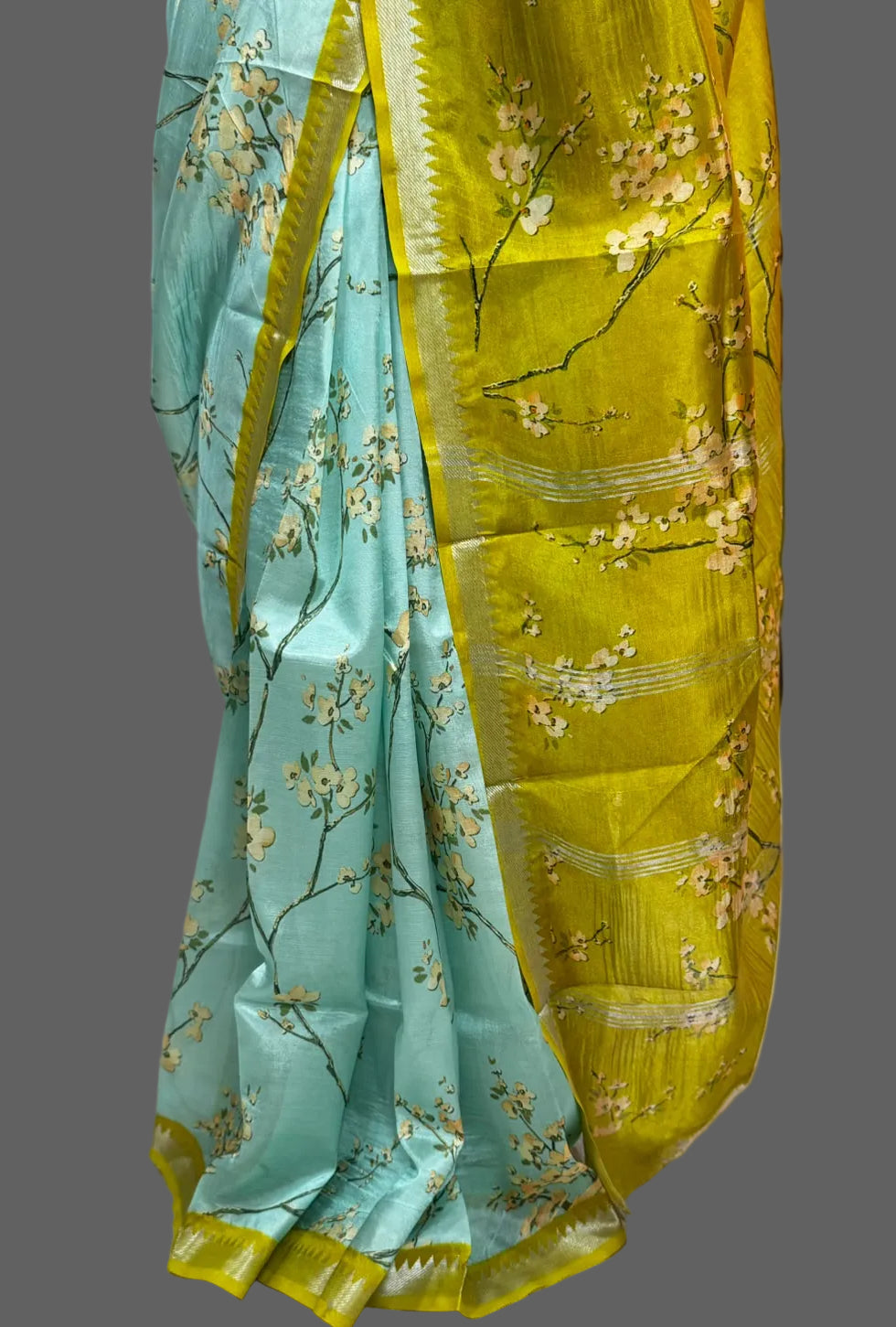 Sea green digital print pure mangalagiri 106 saree