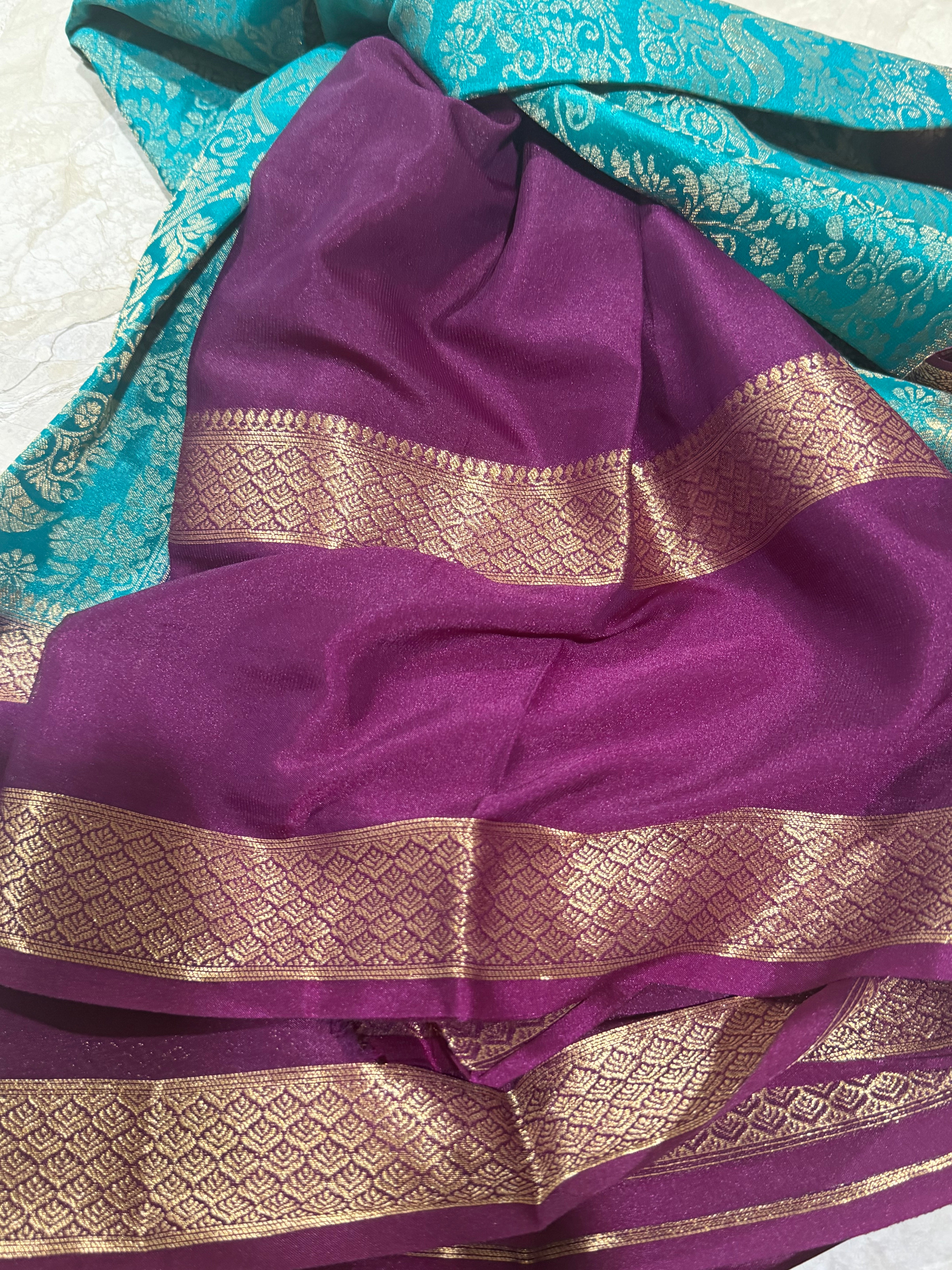 Blue Brocade Semi Mysore Silk Saree 108 (Copy 3)