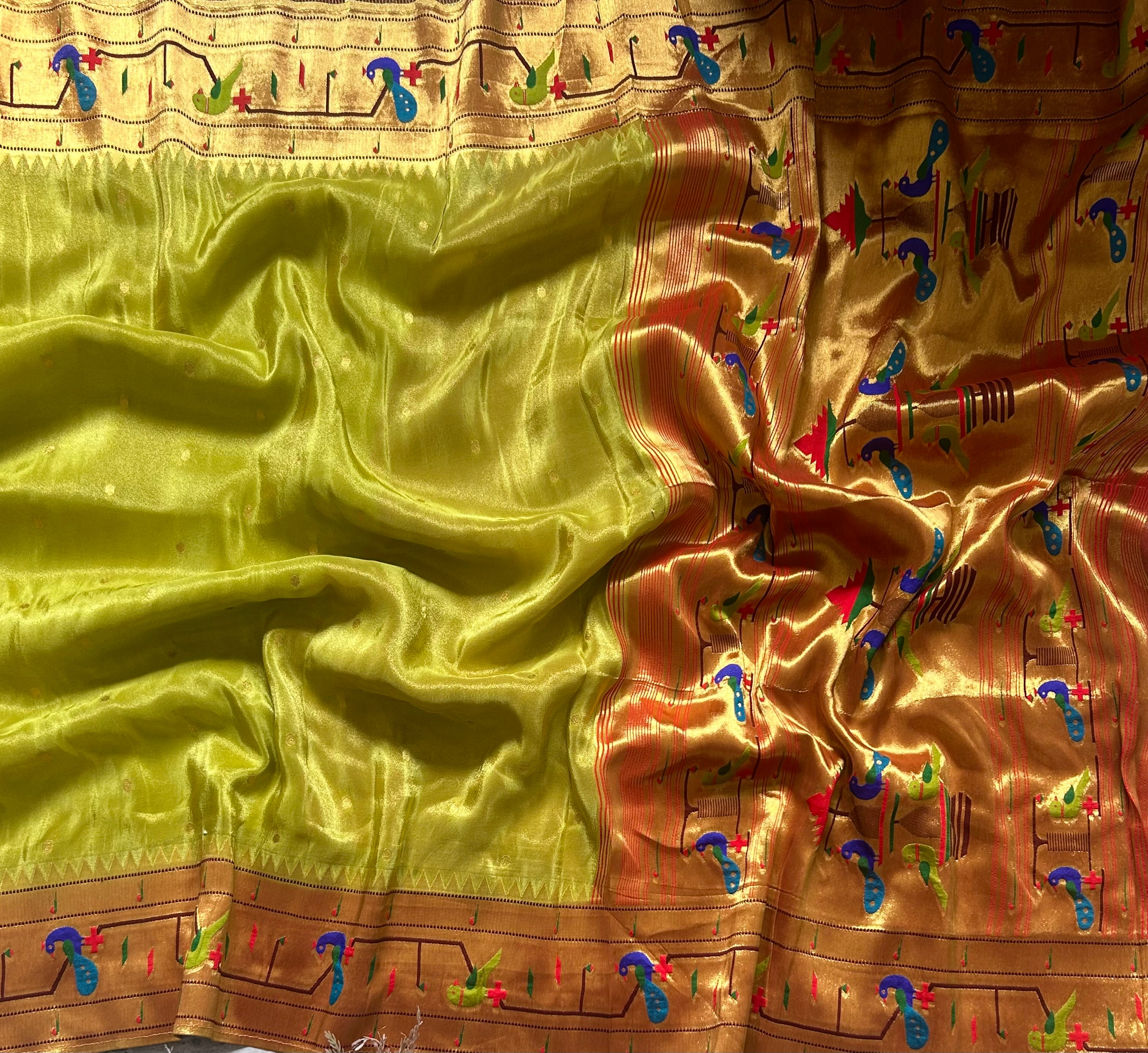 Light green small Butta tissue Paithani border 104 saree