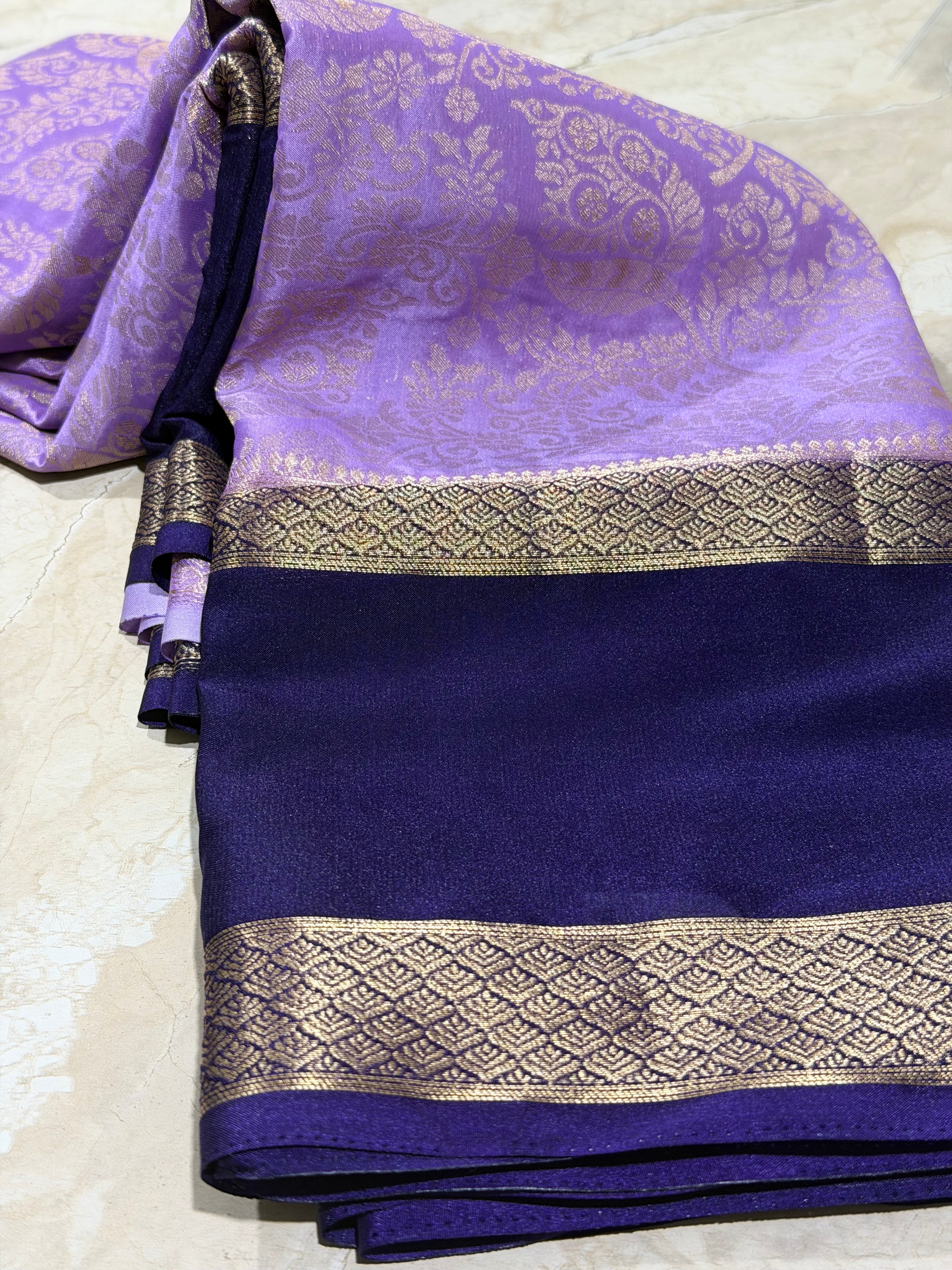 Lilac Brocade Semi Mysore Silk Saree 108 (Copy 2)