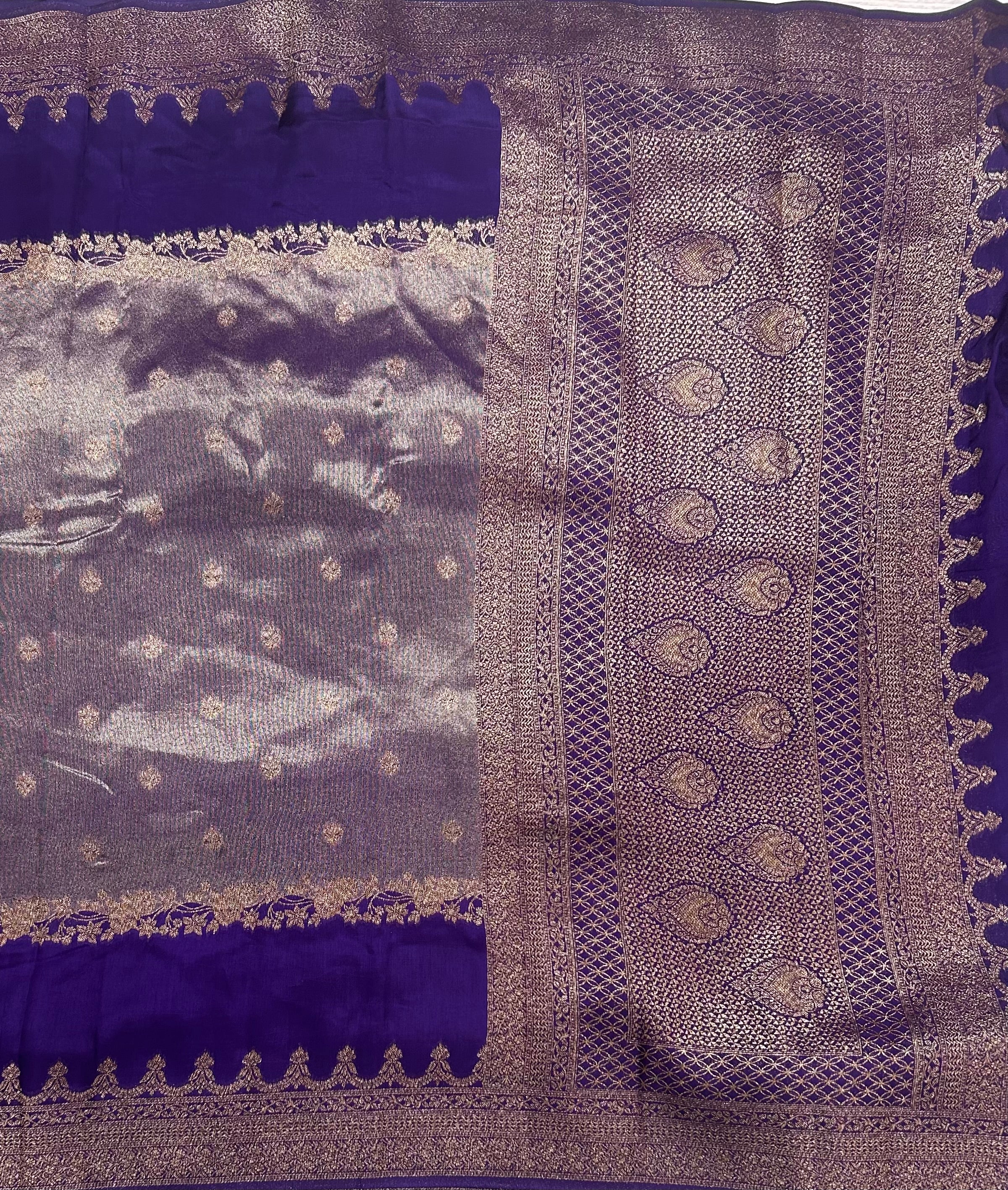 Purple brocade tussar georgette crepe 106 silk saree