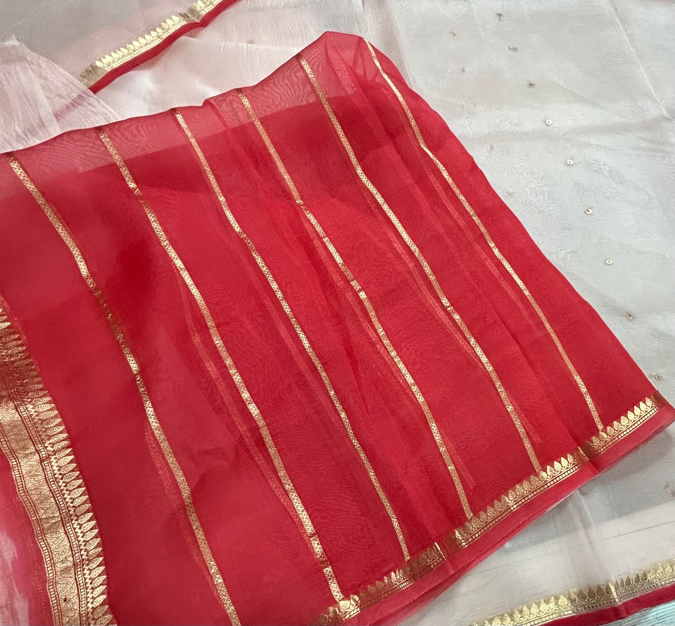 Light pink pure kora 105 organza silk saree