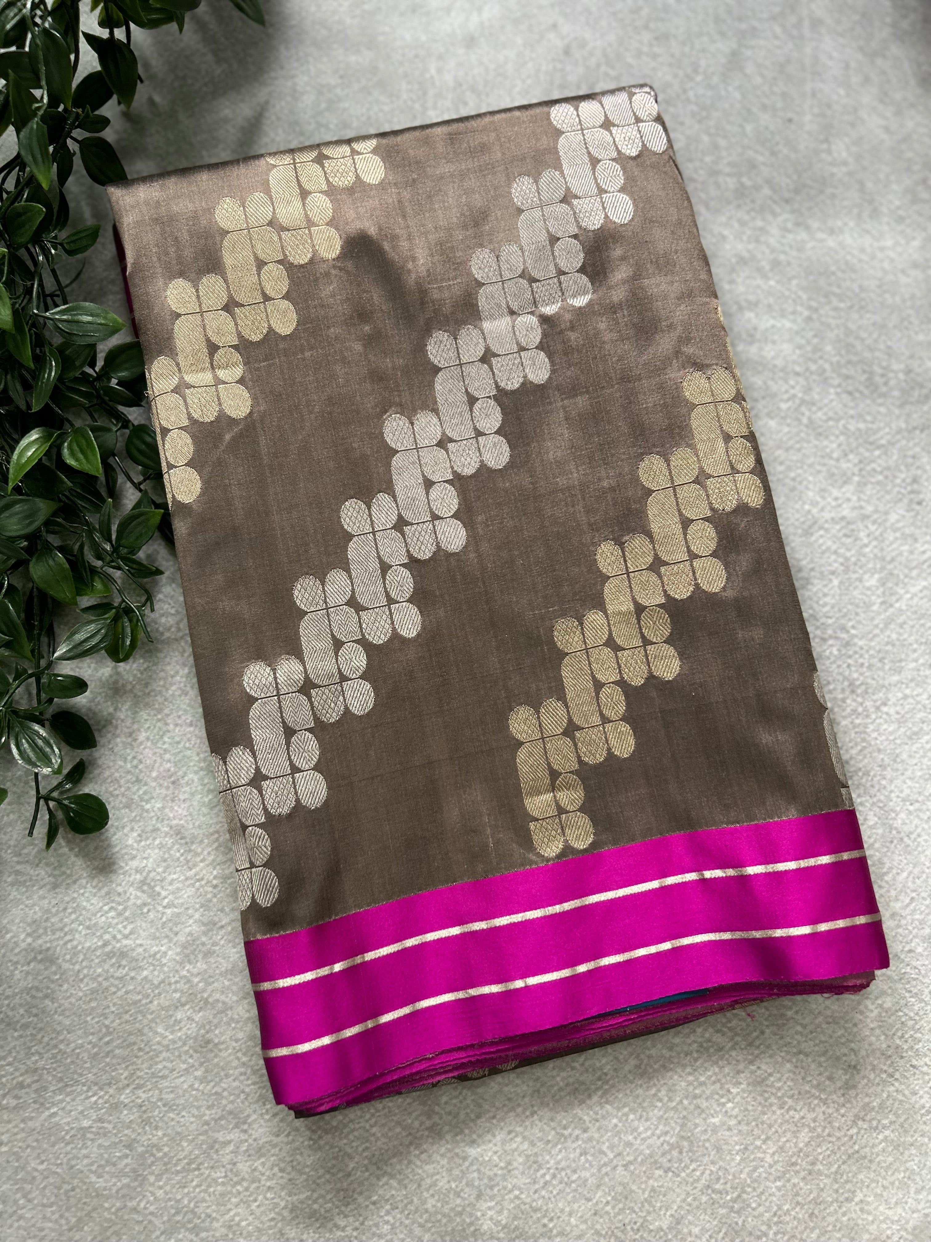 Grey n Magenta Pure Banarasi Kathan 106 Silk Saree