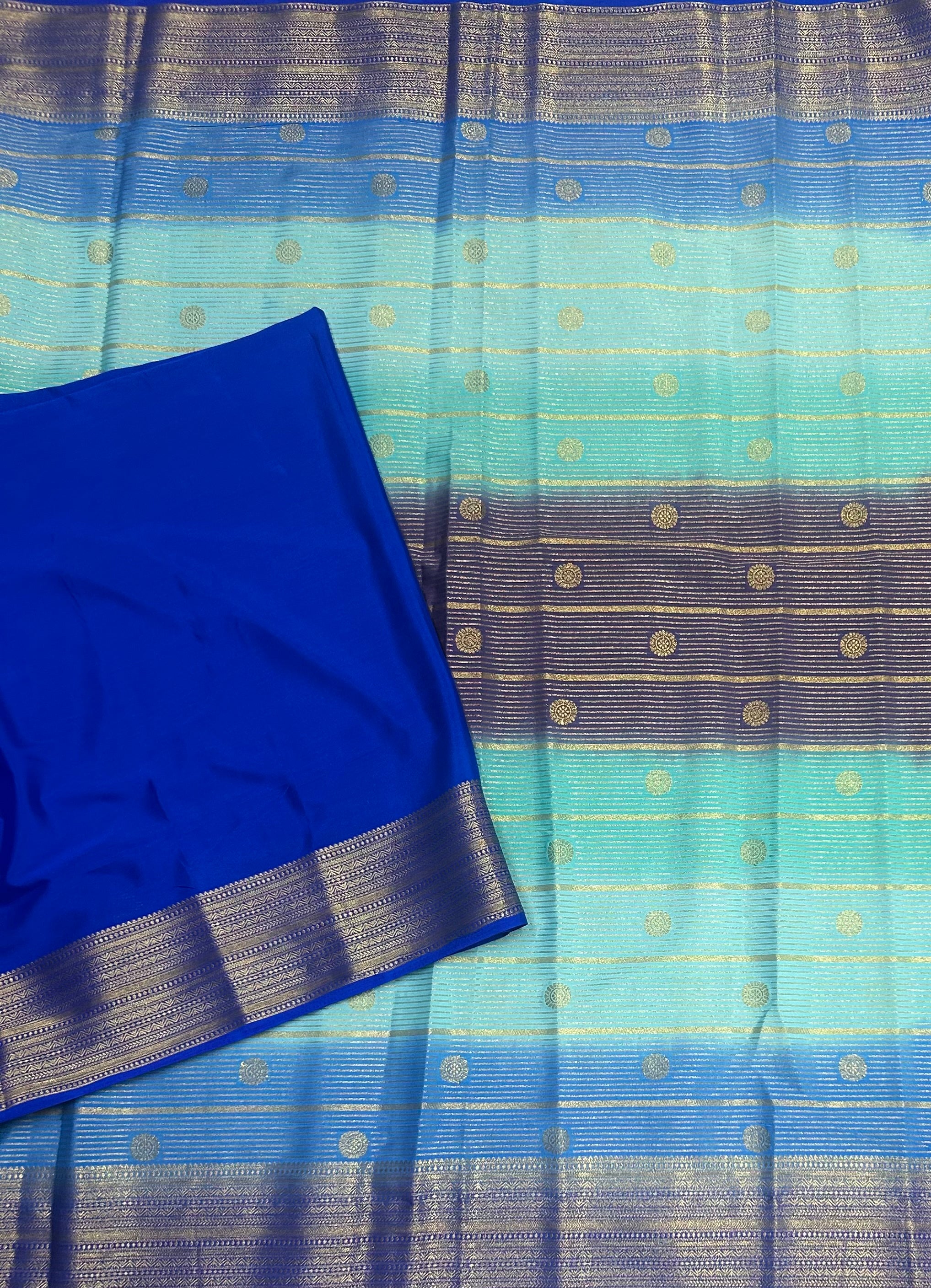 Rankart stripes n Butta semi Mysore silk saree