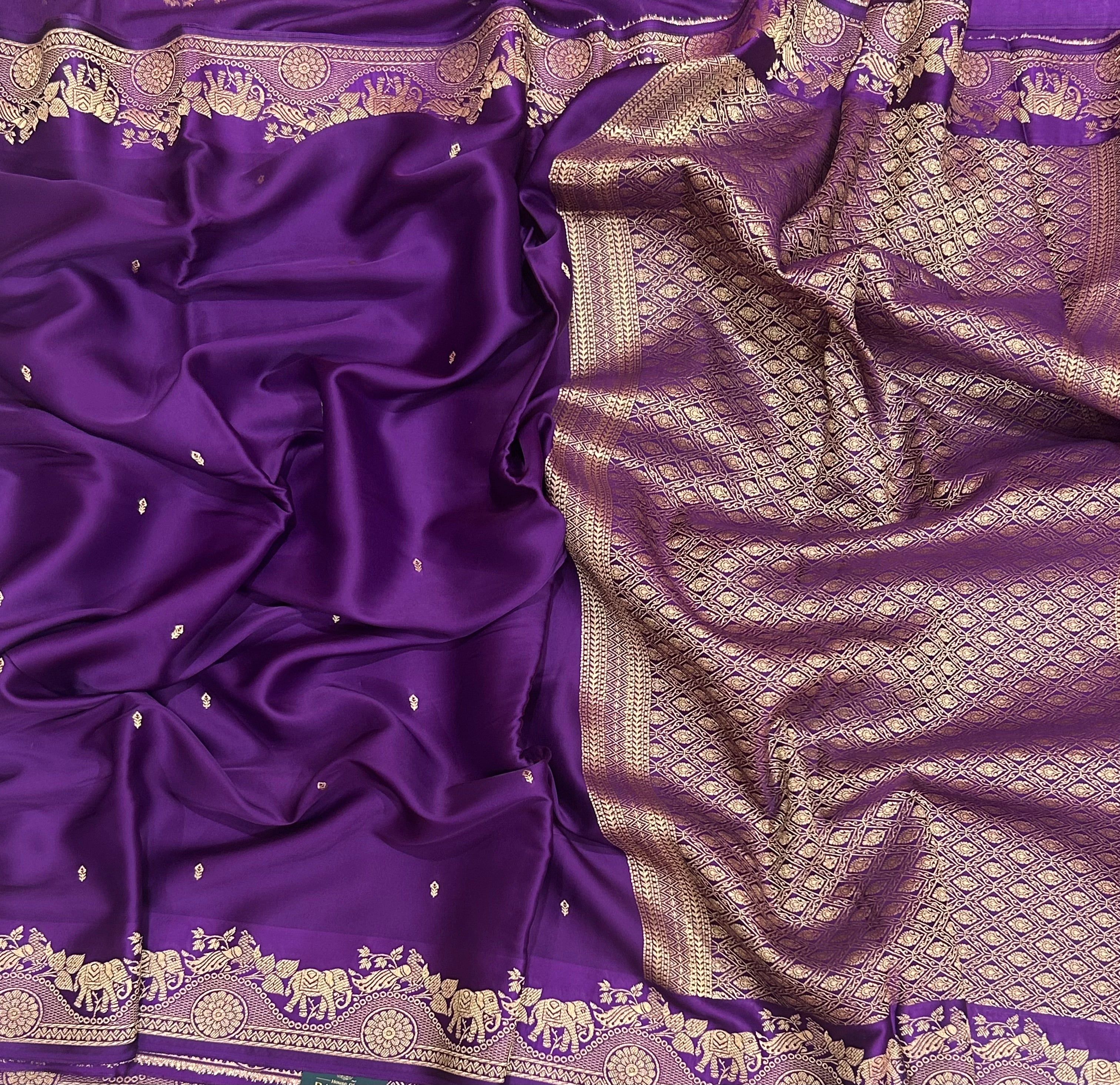 Purple small border satin crepe 103 saree