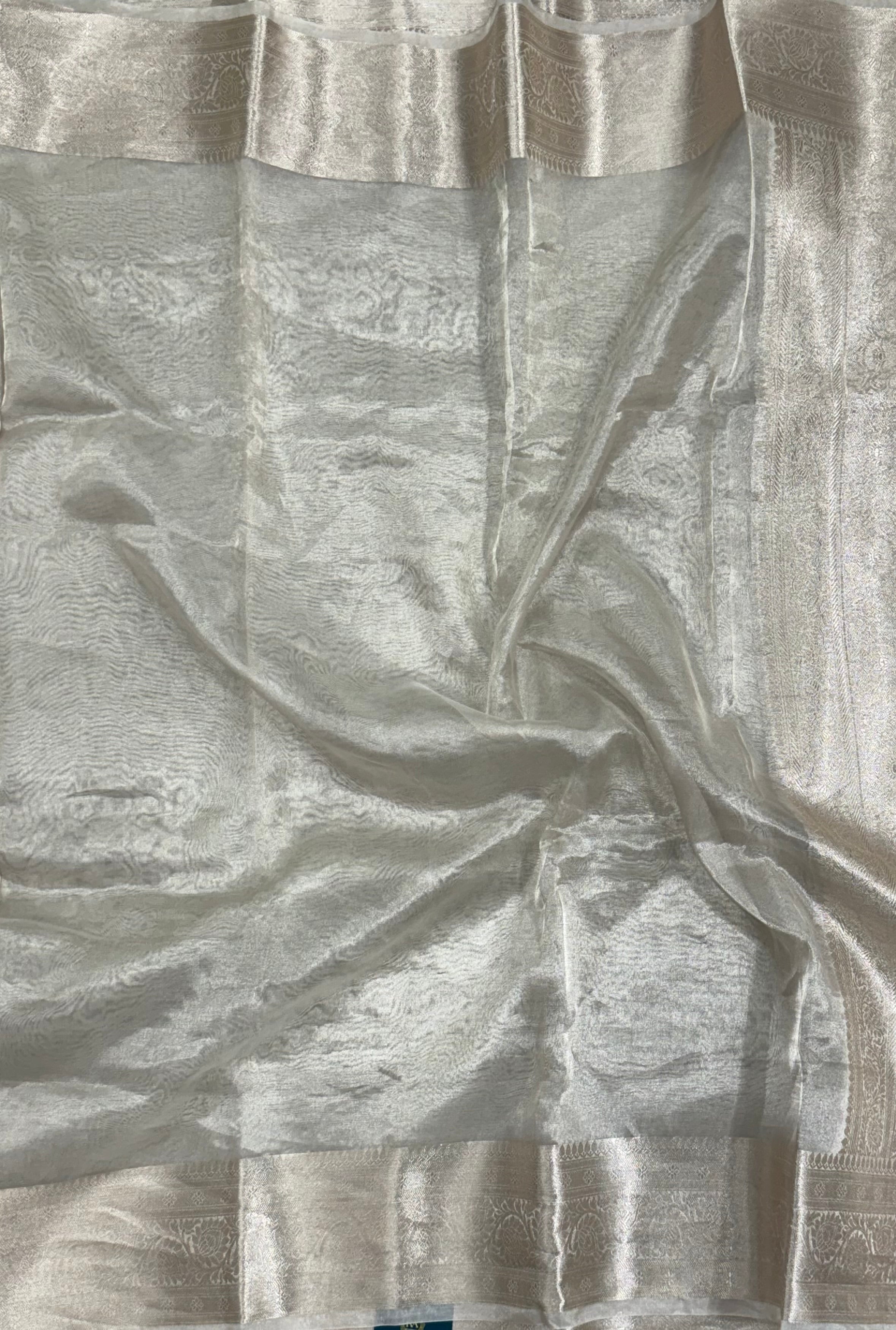 Silver 01 plain pure tissue saree