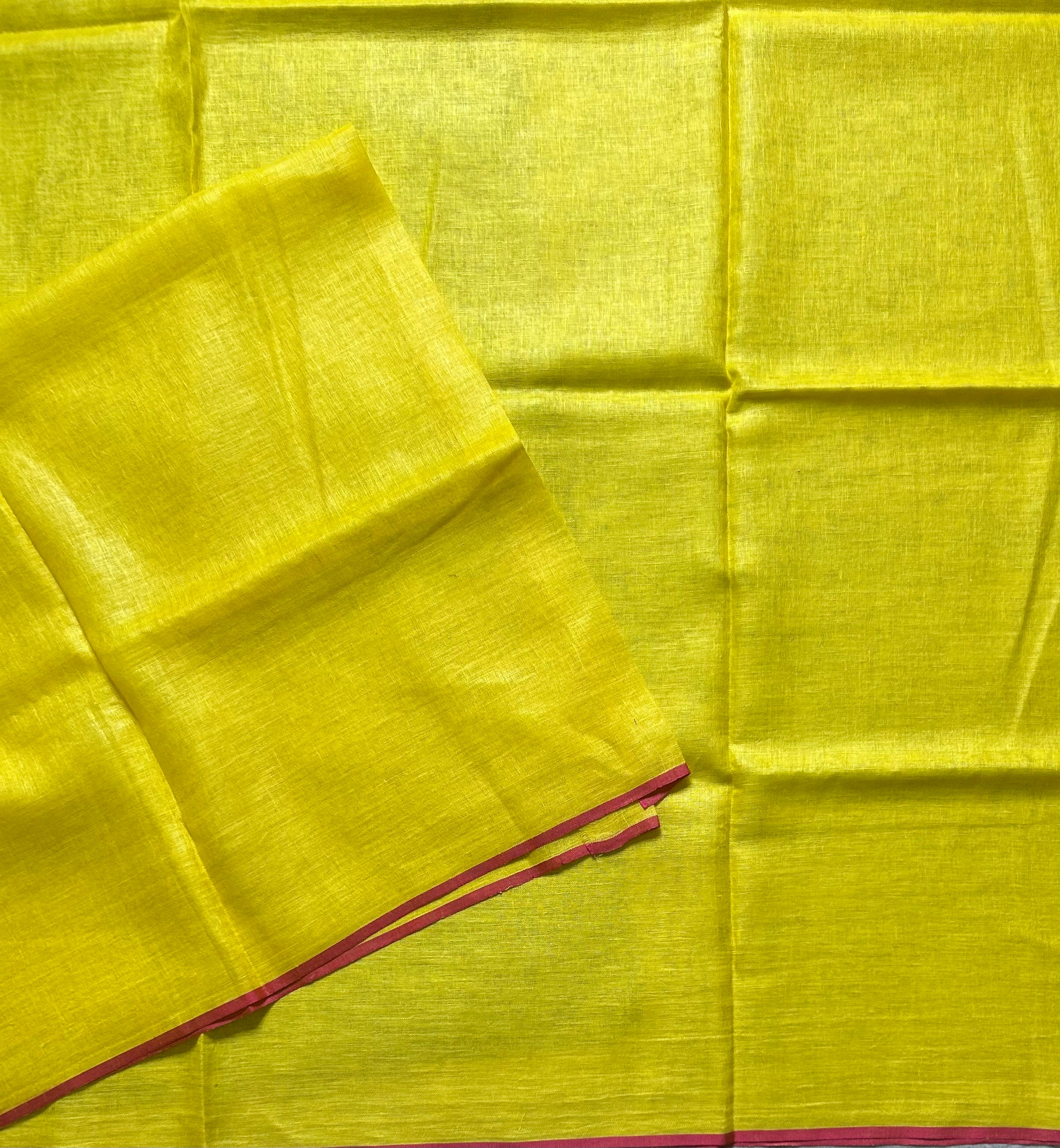 Yellow pure linen cotton 103 saree