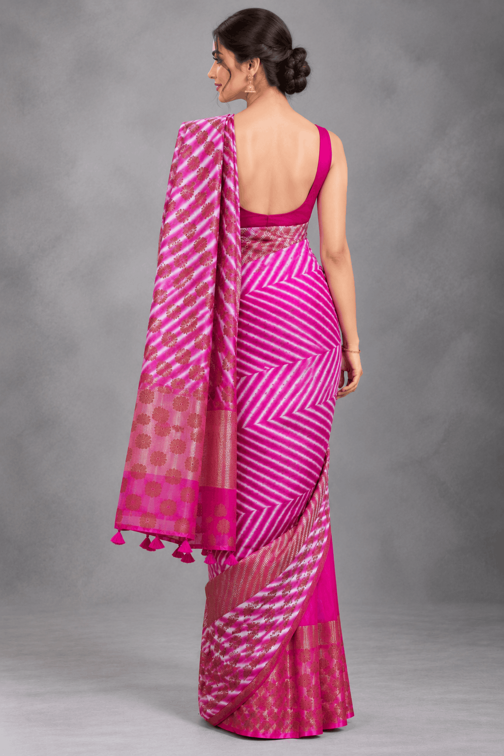 Pink Shibori Semi Tussar Saree 110