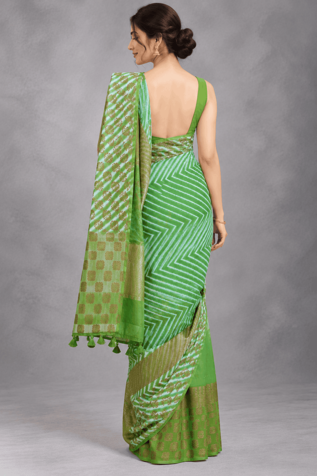 Green Shibori Semi Tussar Saree 110