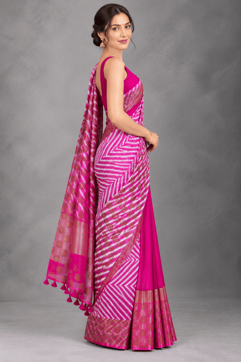 Pink Shibori Semi Tussar Saree 110