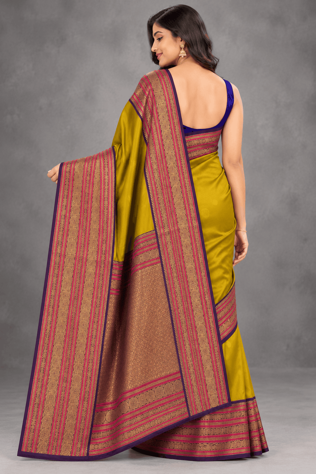 Yellow Kanchi Border Semi Soft Silk Saree 110