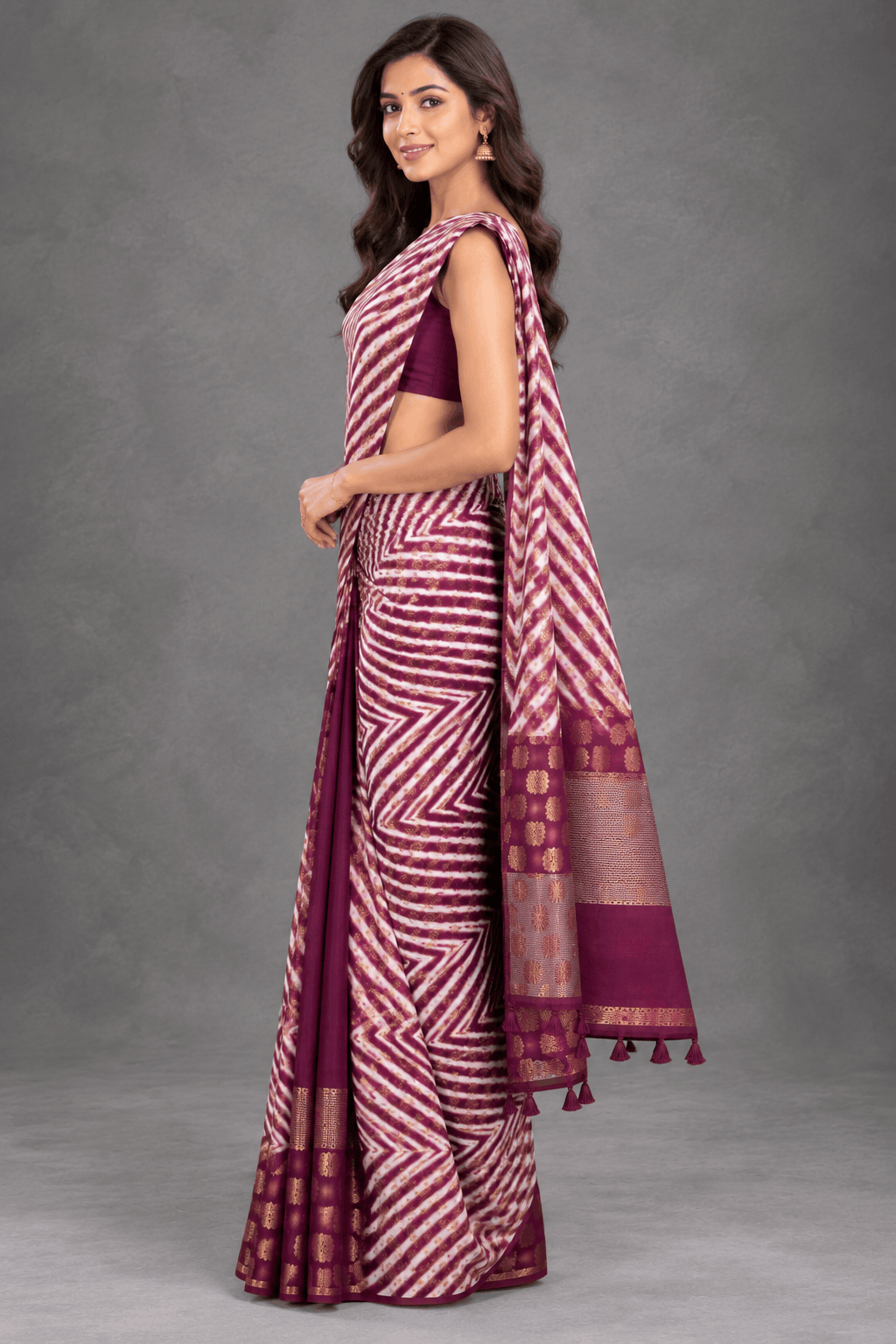 Wine Shibori Semi Tussar Saree 110