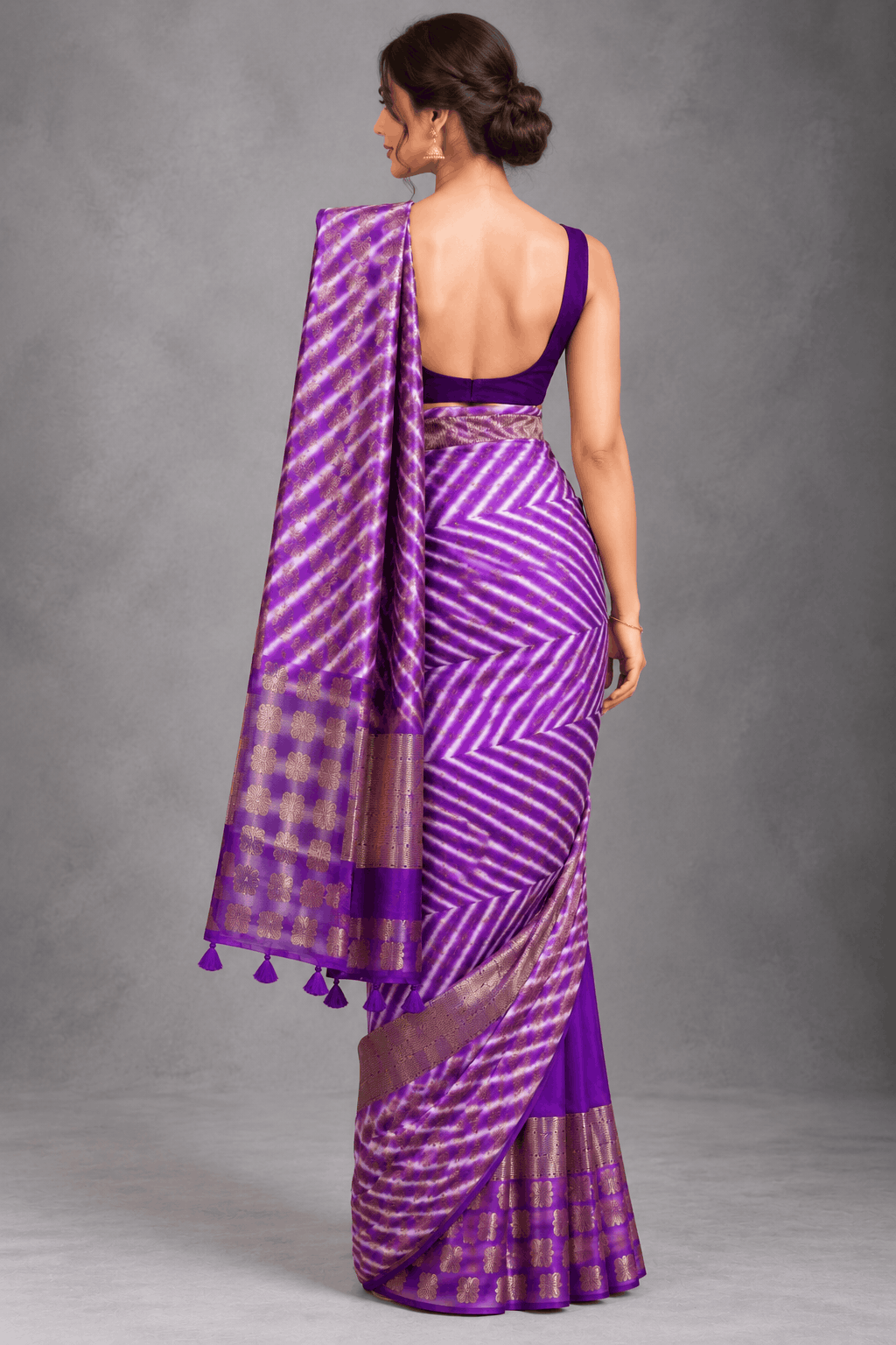 Purple Shibori Semi Tussar Saree 110