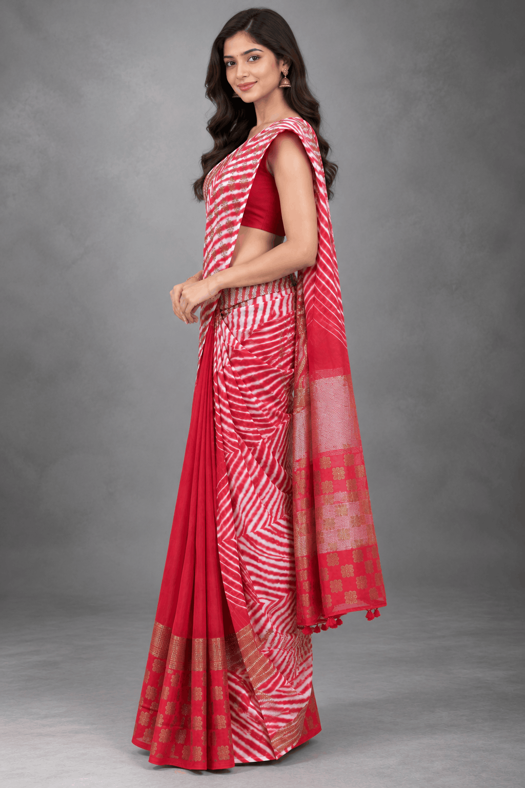 Red Shibori Semi Tussar Saree 110