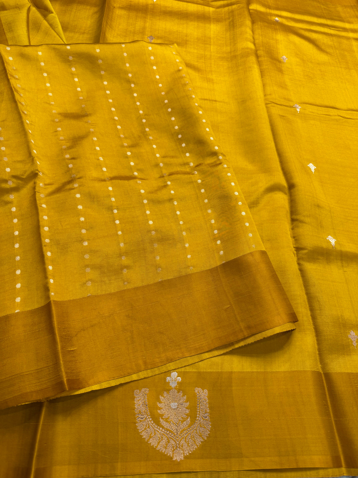 Mustard yellow benarasi lightweight silk 111 saree