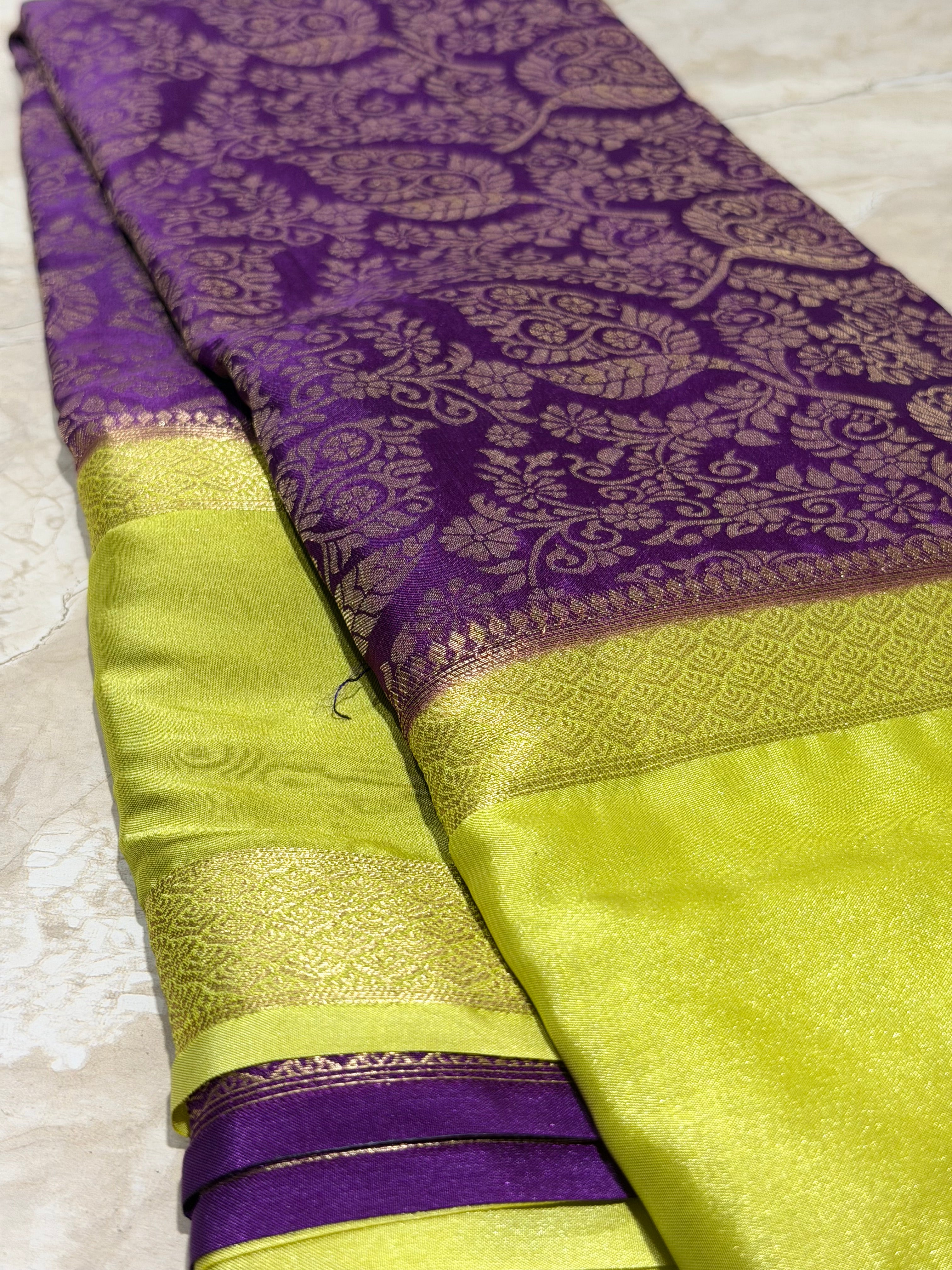 Purple Brocade Semi Mysore Silk Saree 108 (Copy 5)