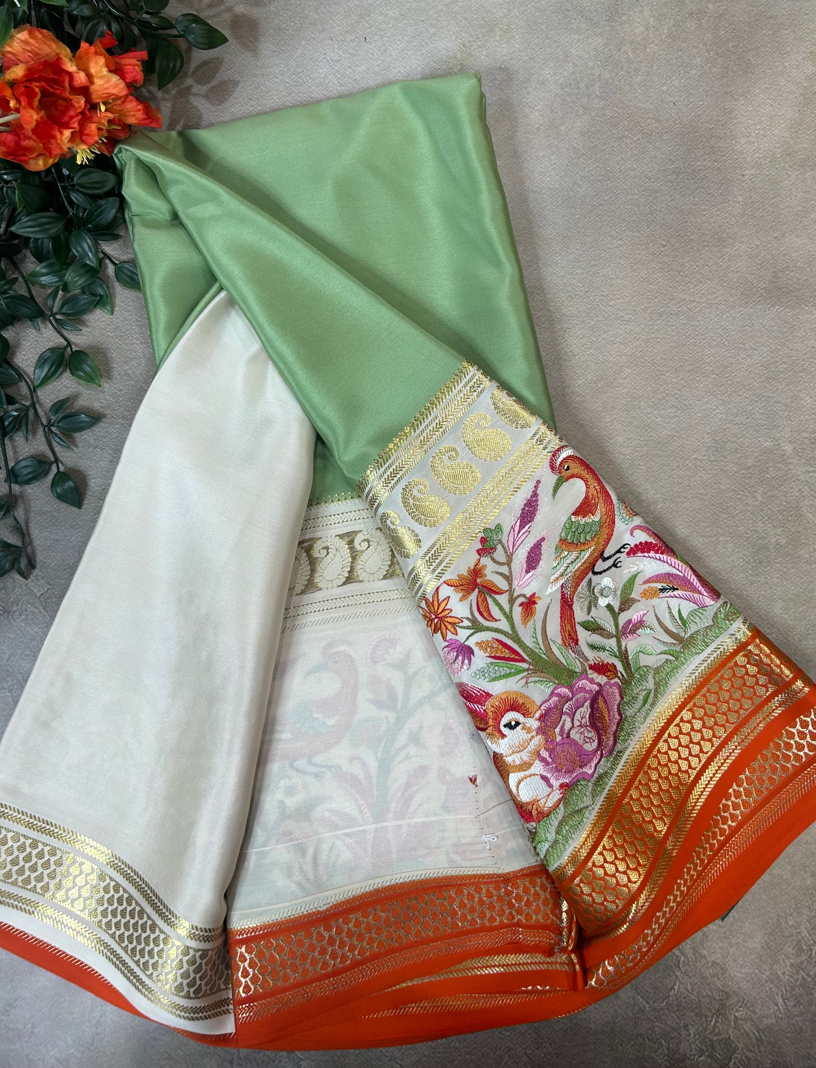 3D embroidery  pure mysore silk-104 saree
