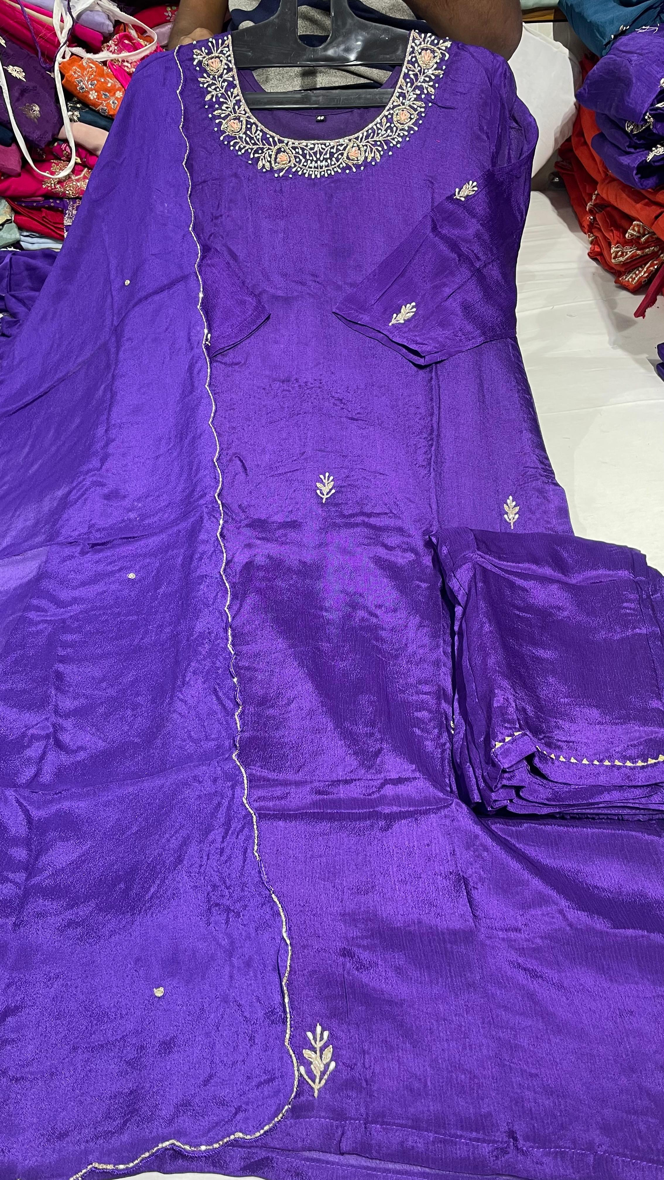 Purple  Designer Handwork kurtha