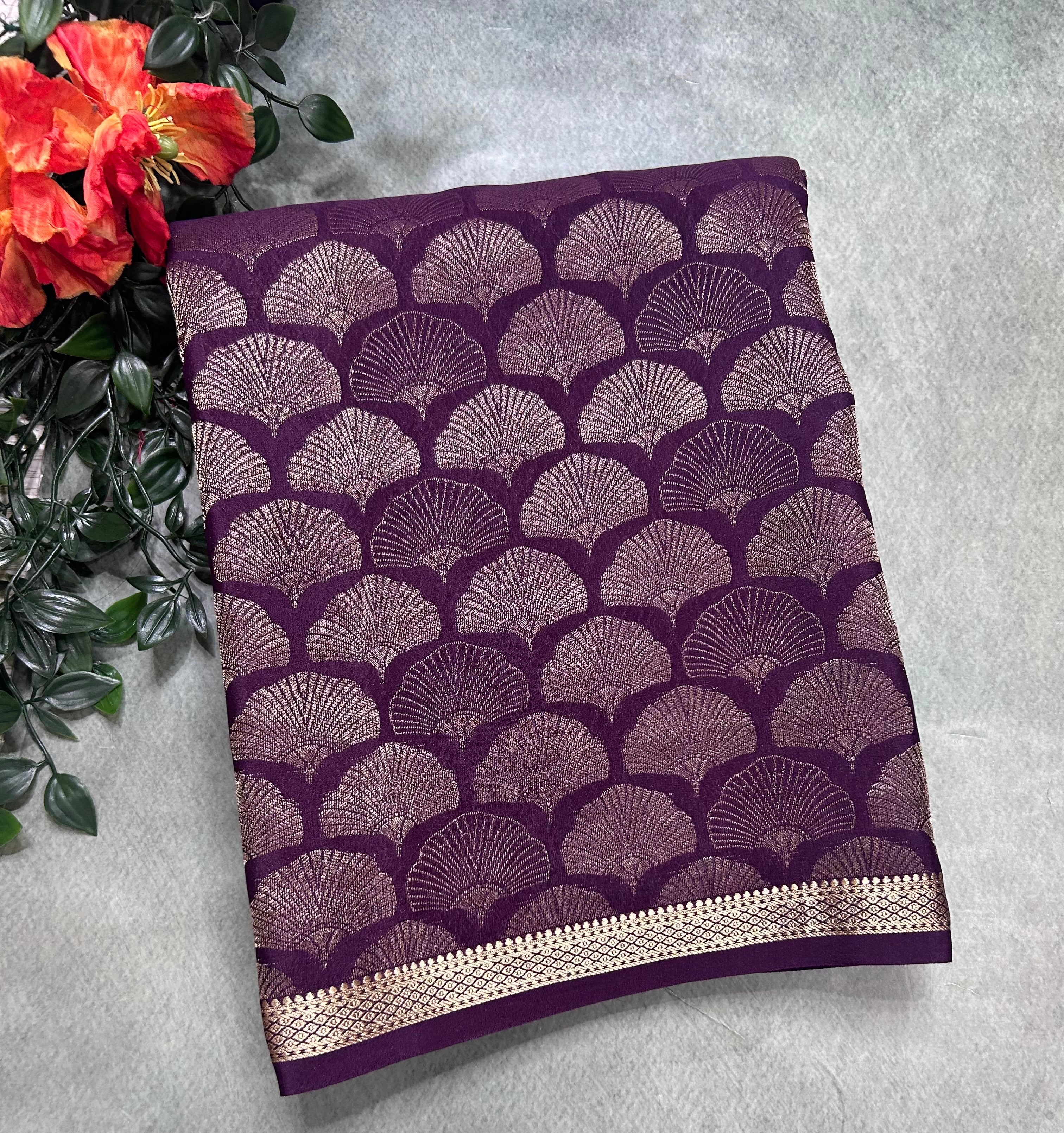 Wine brocade Pure Mysore Silk 106 Saree