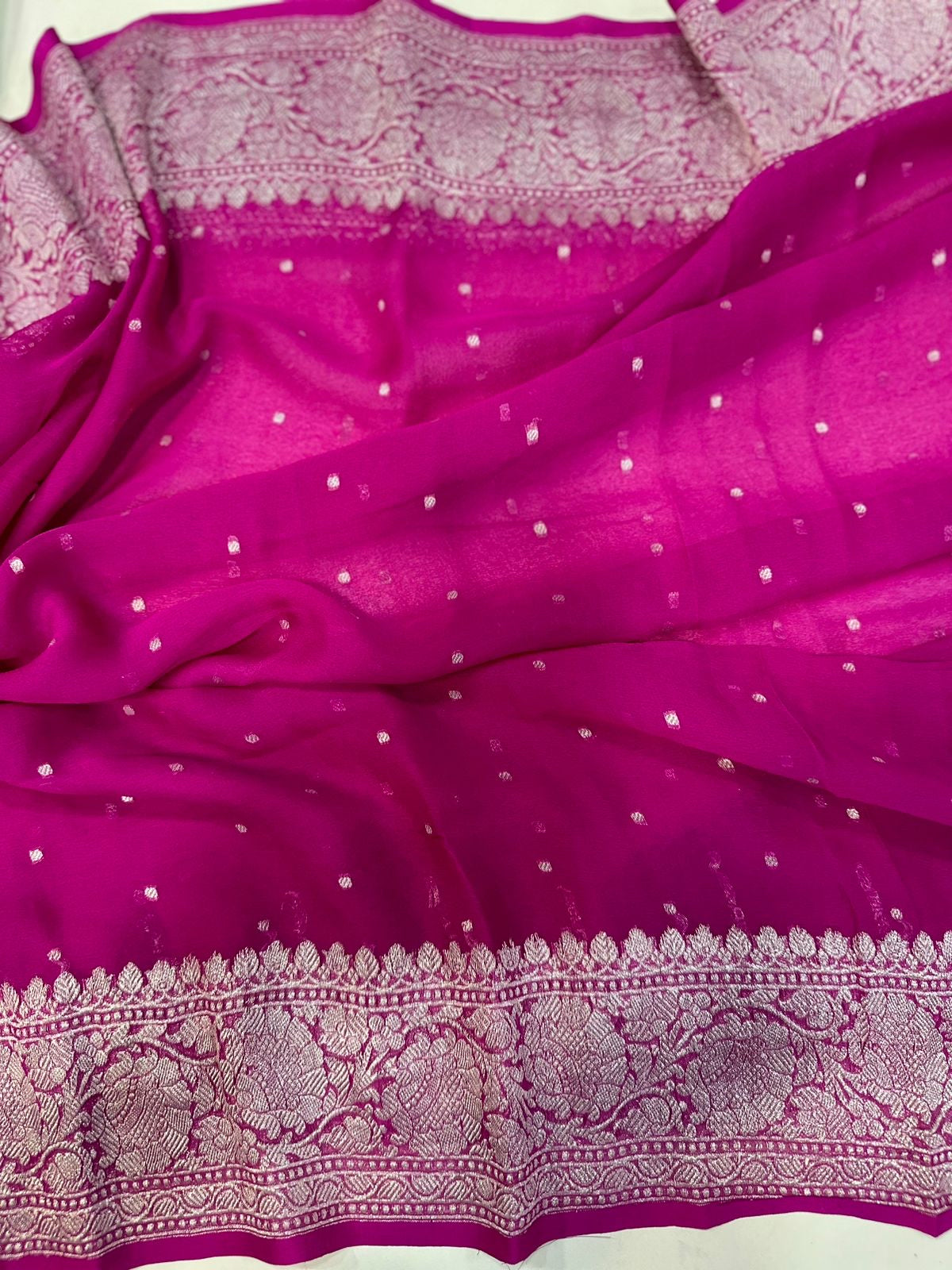 Pink 1000 butta benaras pure chiffon