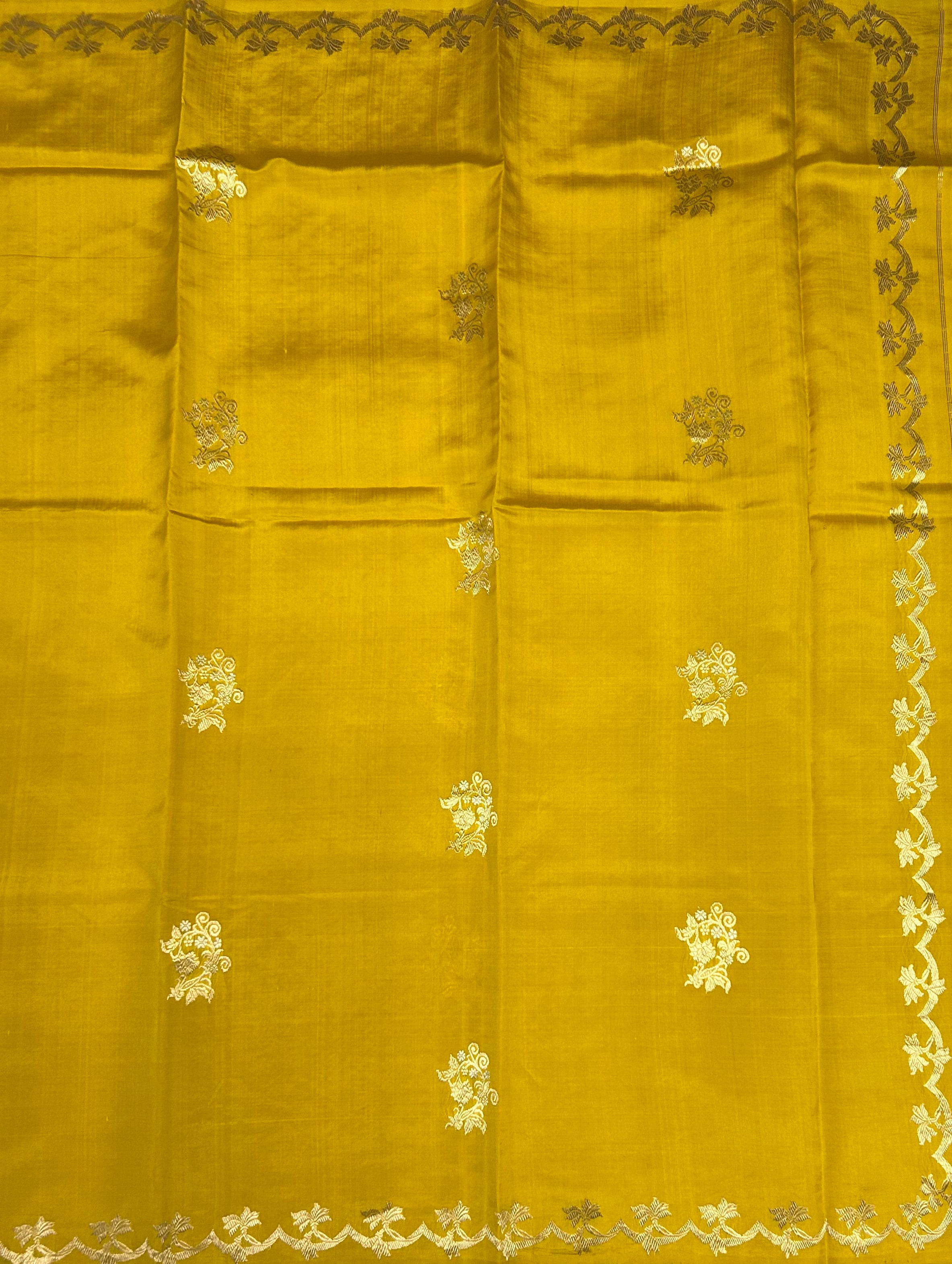 Yellow border Butta lightweight pure kathan 103 saree