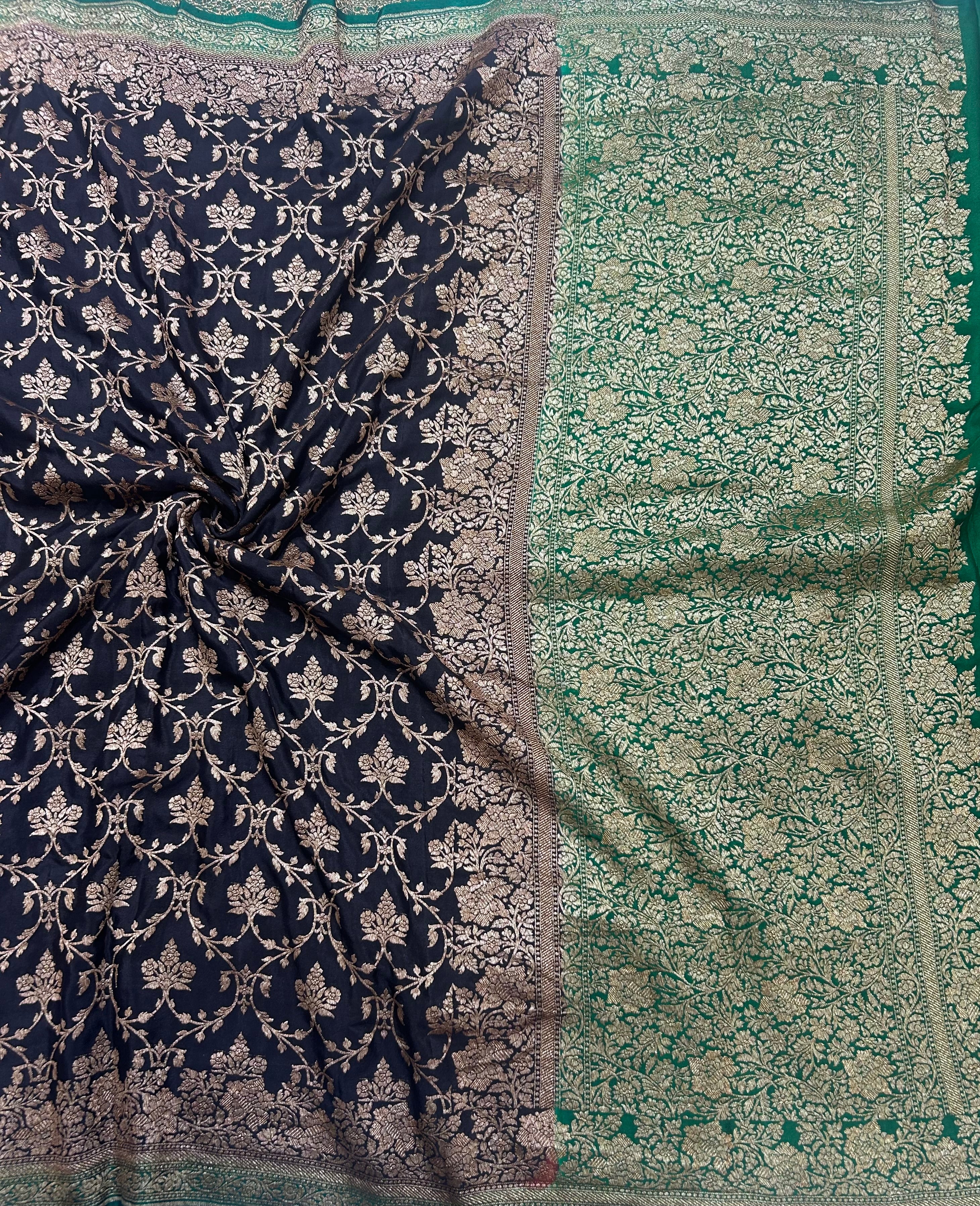 Black brocade pure benarasi 106 crepe silk saree