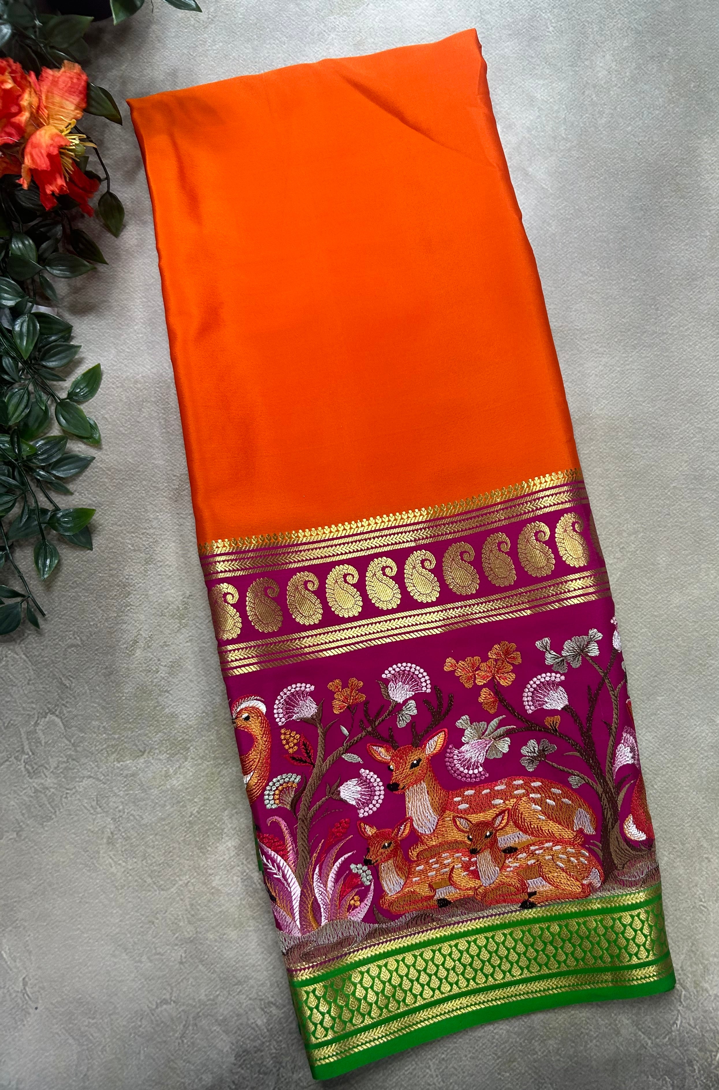 3D embroidery pure mysore silk-105 saree