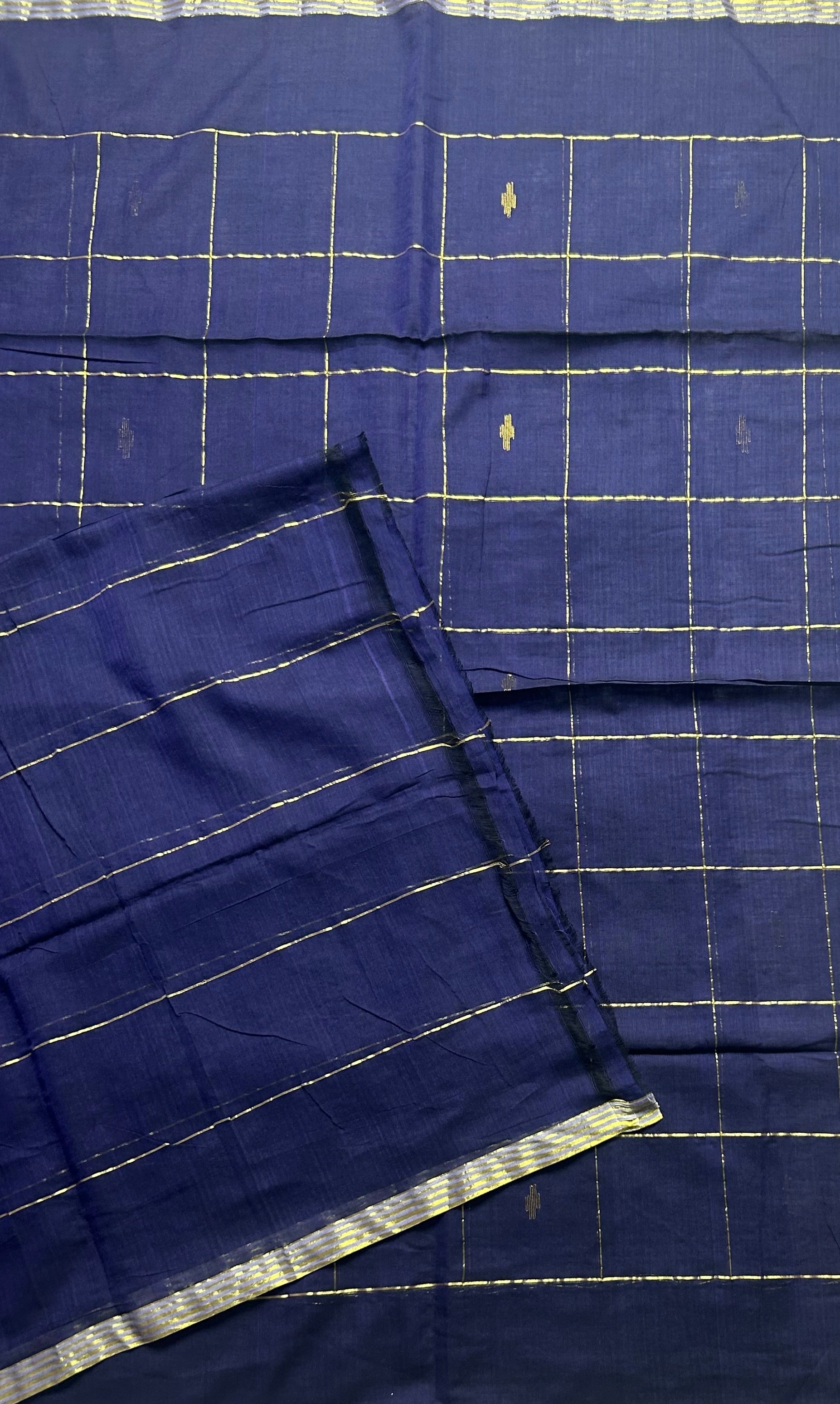 Dark blue pure cotton 103 jamdani saree