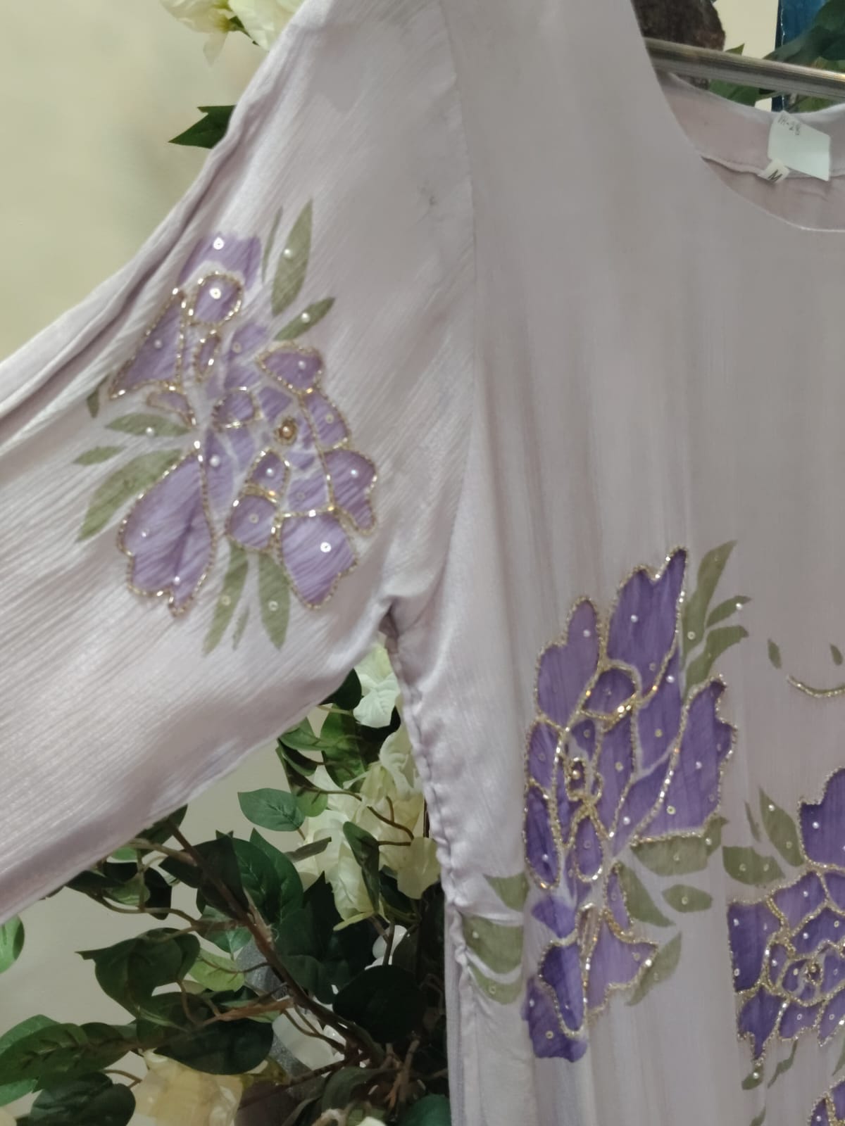 Purple Airline Chinnon Hand Embroidery Kurtha 765