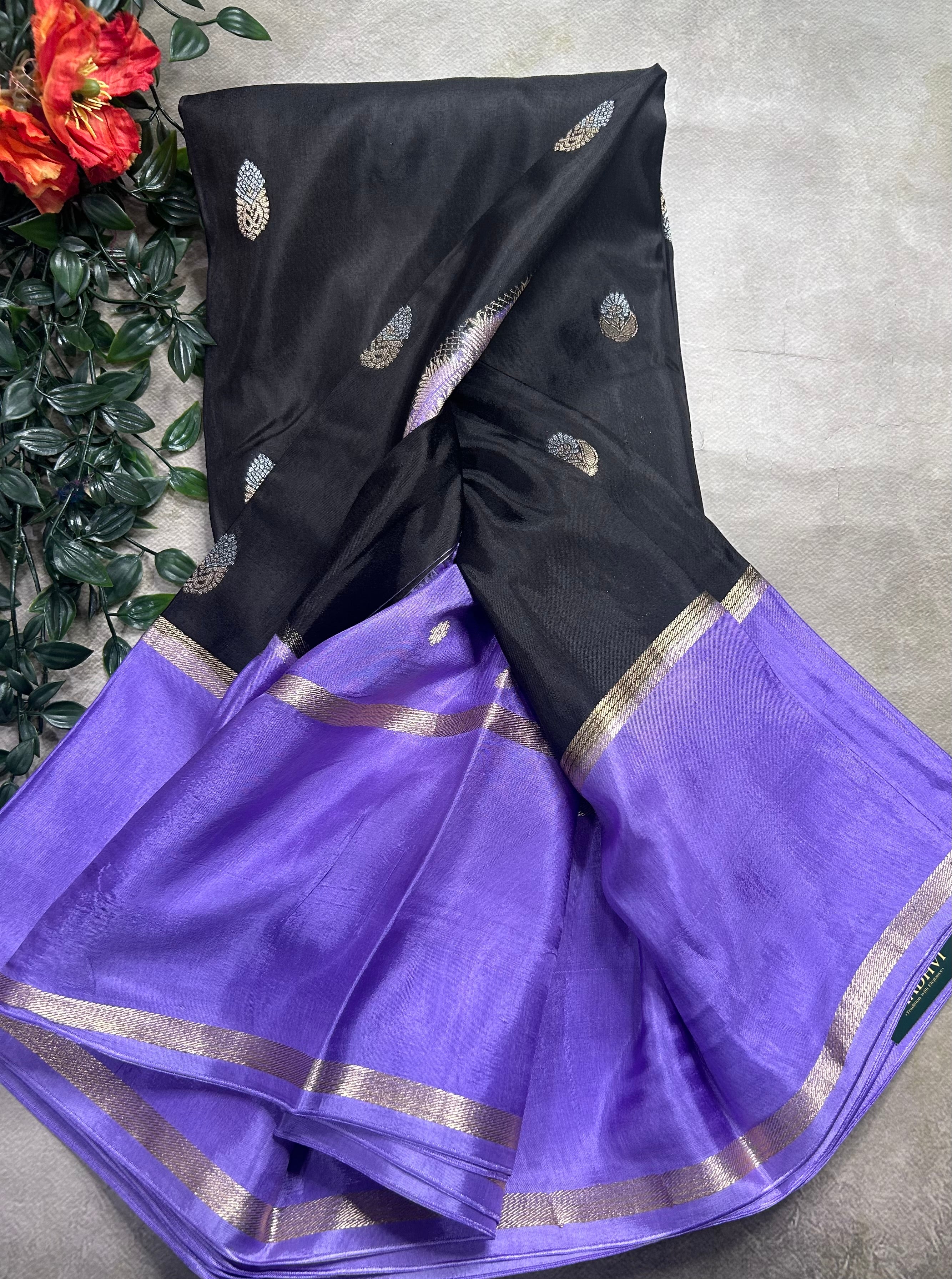 Black bentex border semi Mysore crepe 106 saree