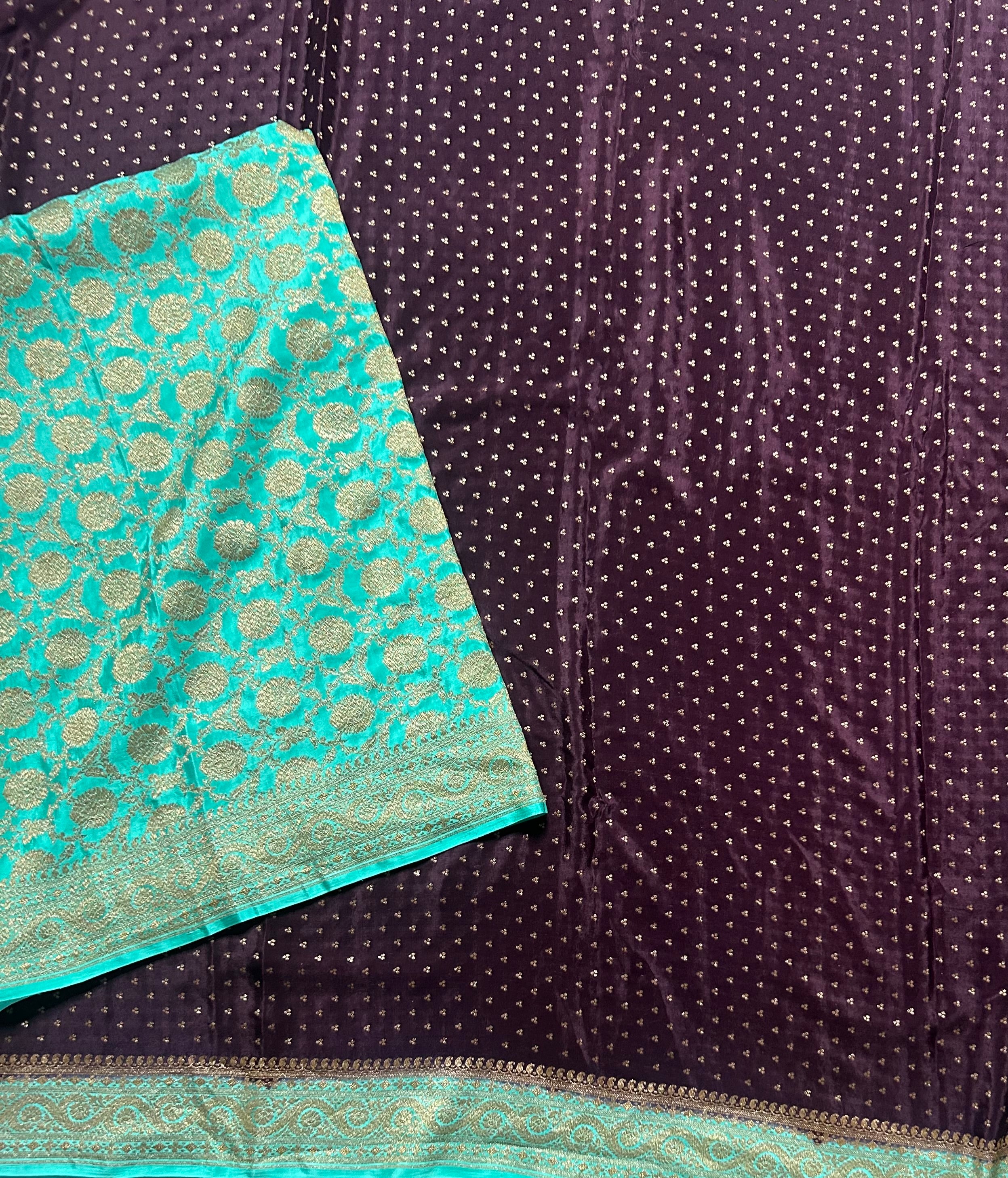 Dark brown pure benarasi 103 crepe silk saree