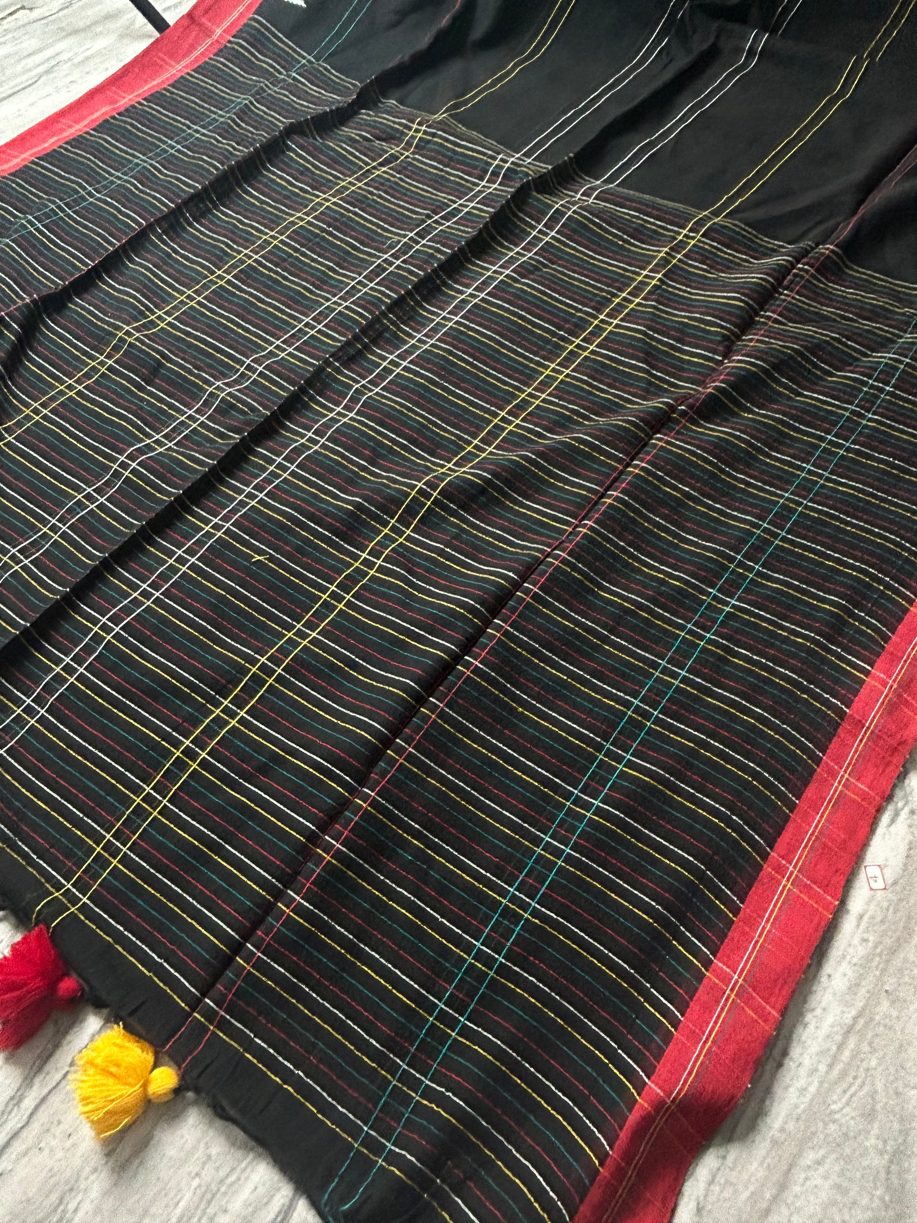 Black pure cotton 103 jamdani saree