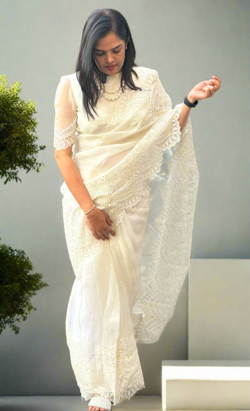 Pure Organza Saree – Elegant Lightweight Designer Saree for Weddings & Parties Deepika Padukone organza