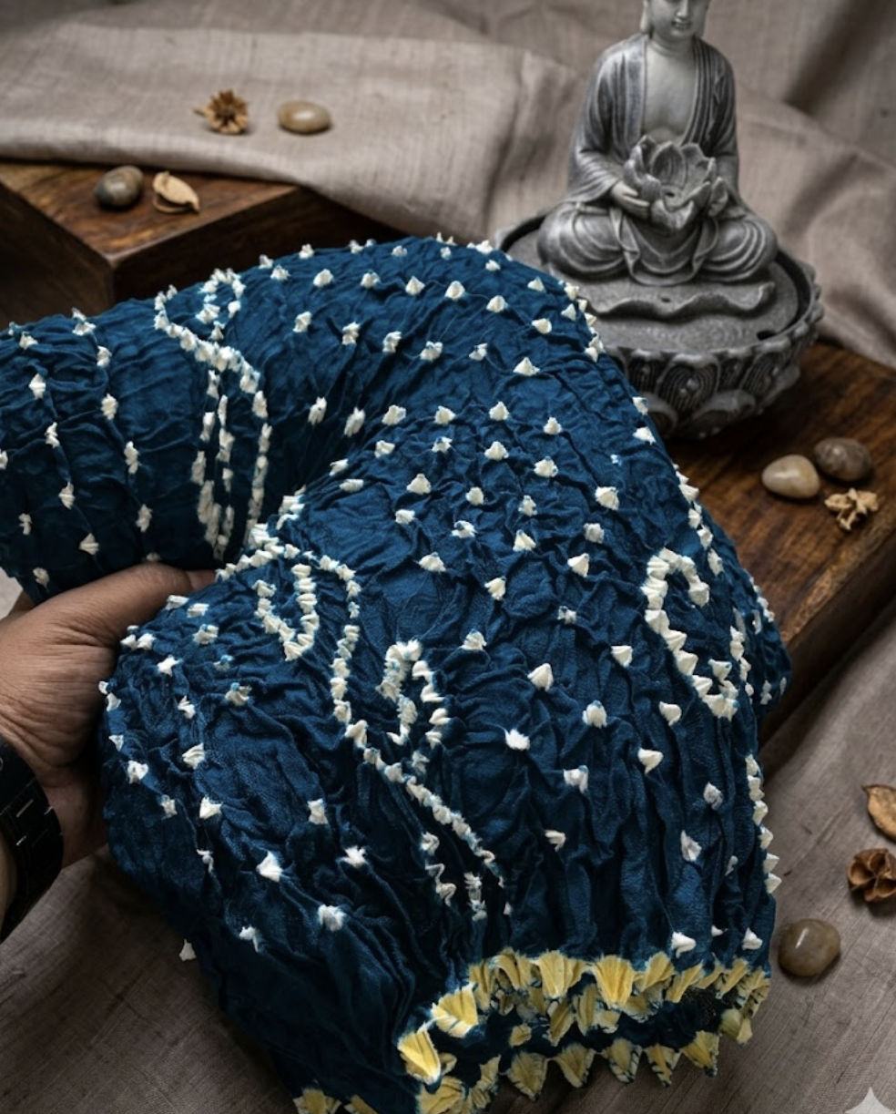 Peacock blue Bandhini 104 saree