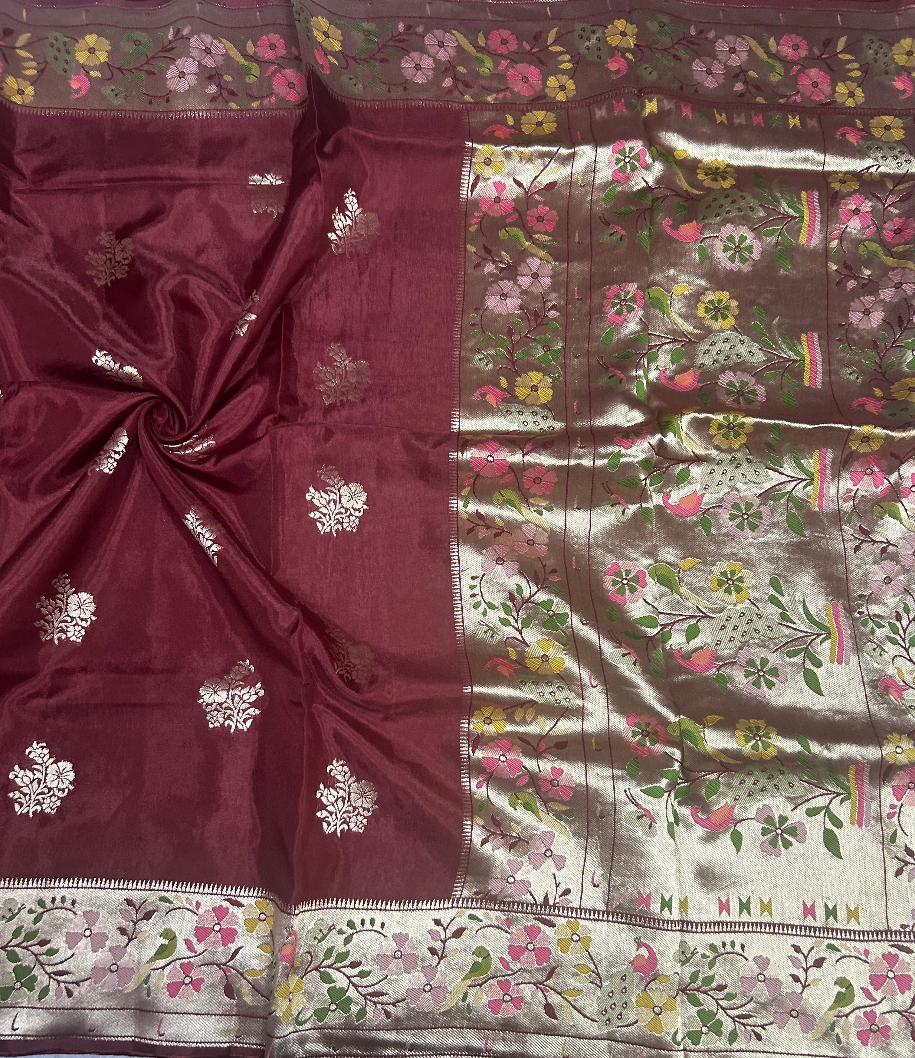 Brown Paithani border tussar crepe 105 saree