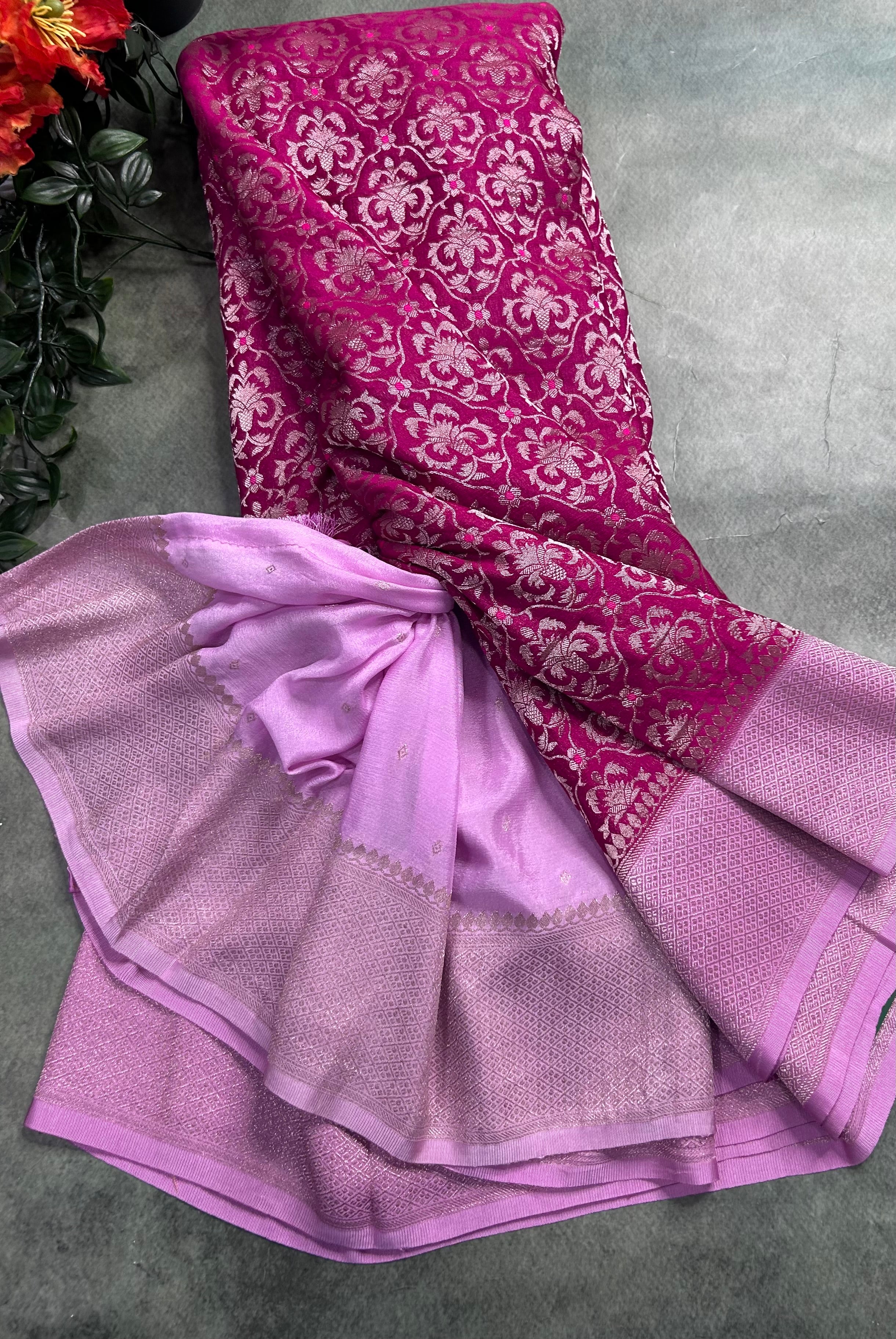 Pink brocade semi georgette 105 saree