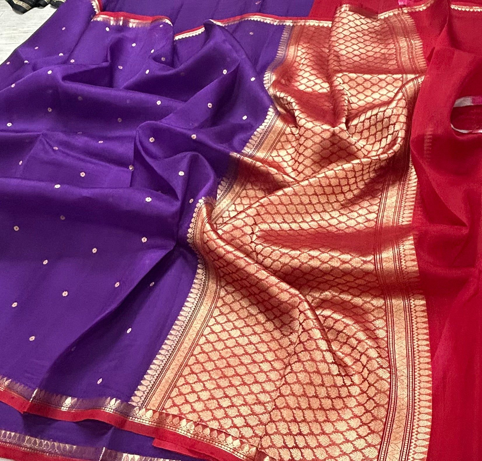 Purple pure kora 105 organza silk saree