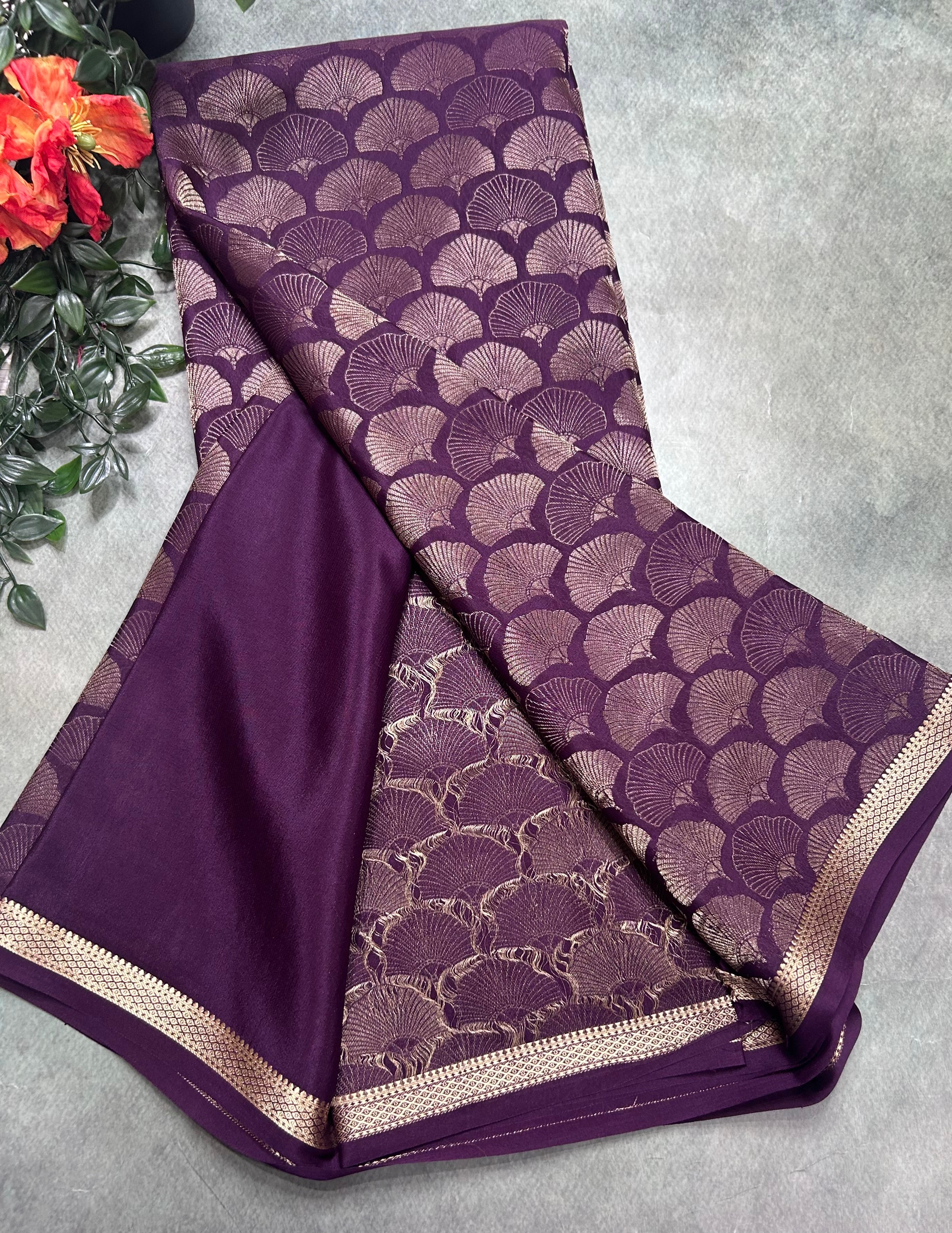 Wine brocade Pure Mysore Silk 106 Saree