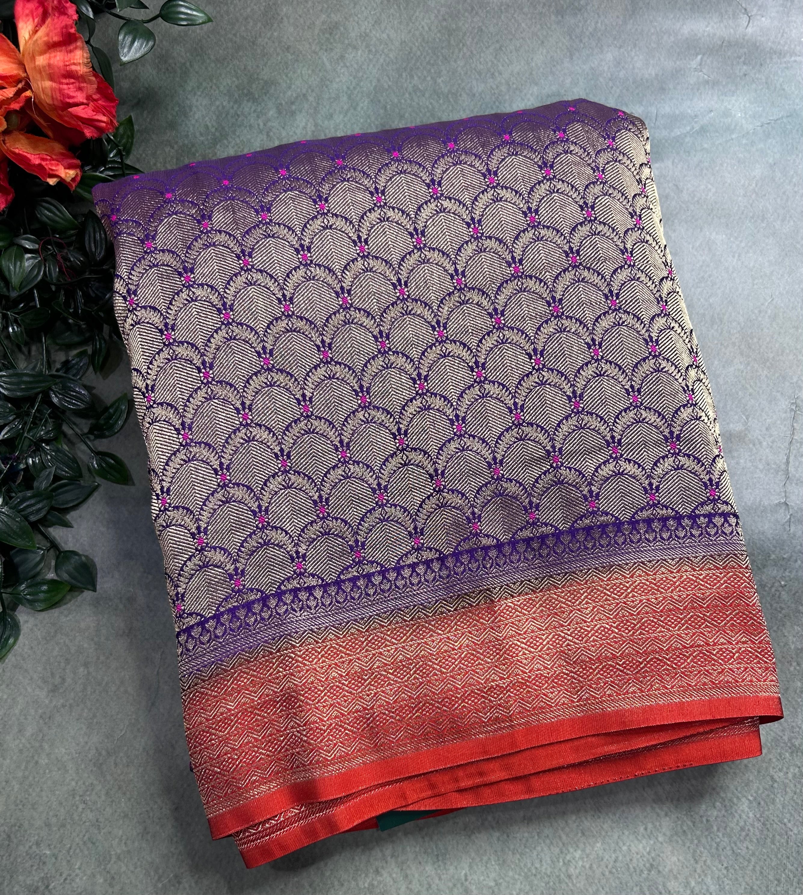 Purple brocade semi georgette 105 saree