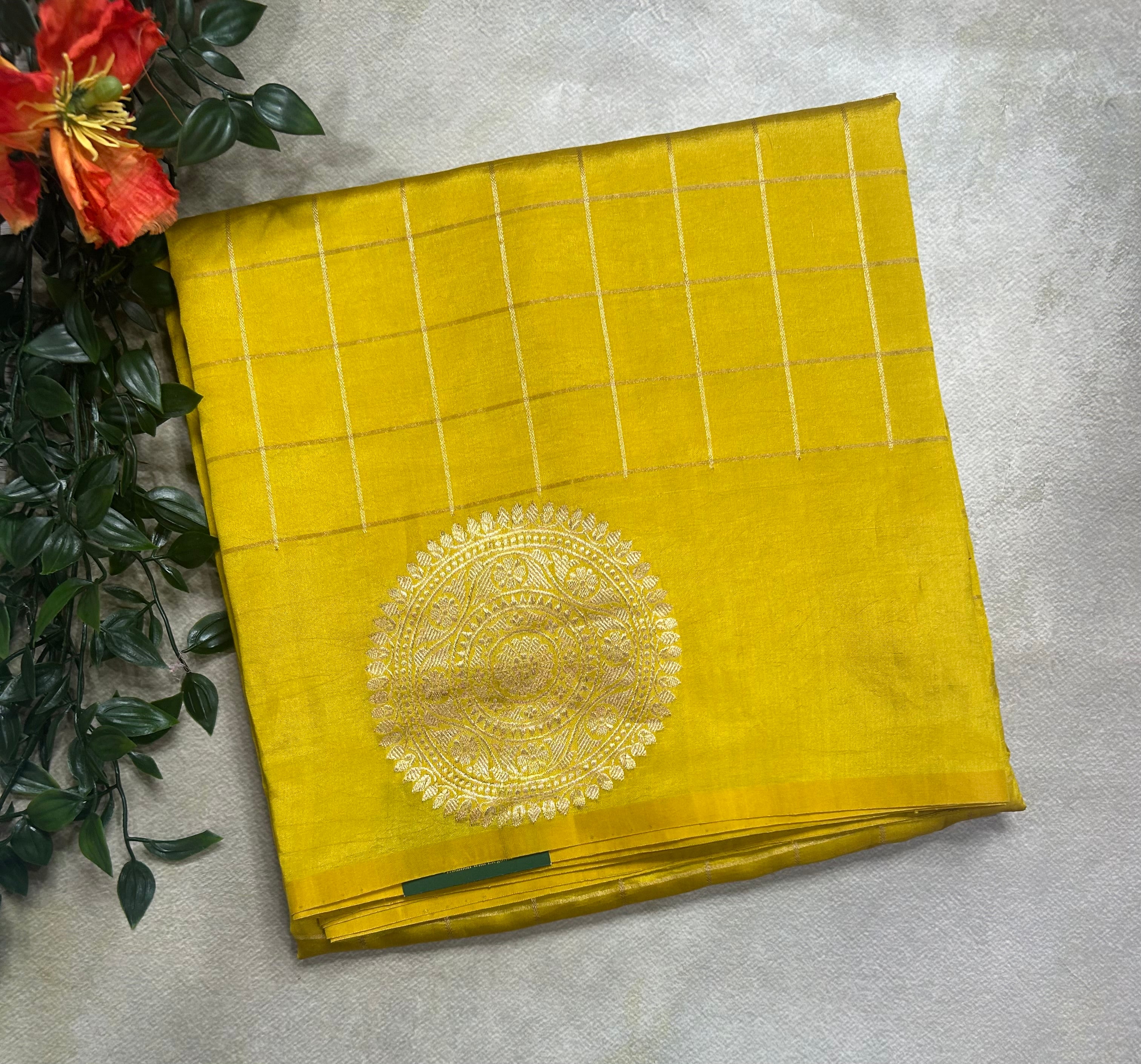 Yellow benarasi lightweight silk 105 saree