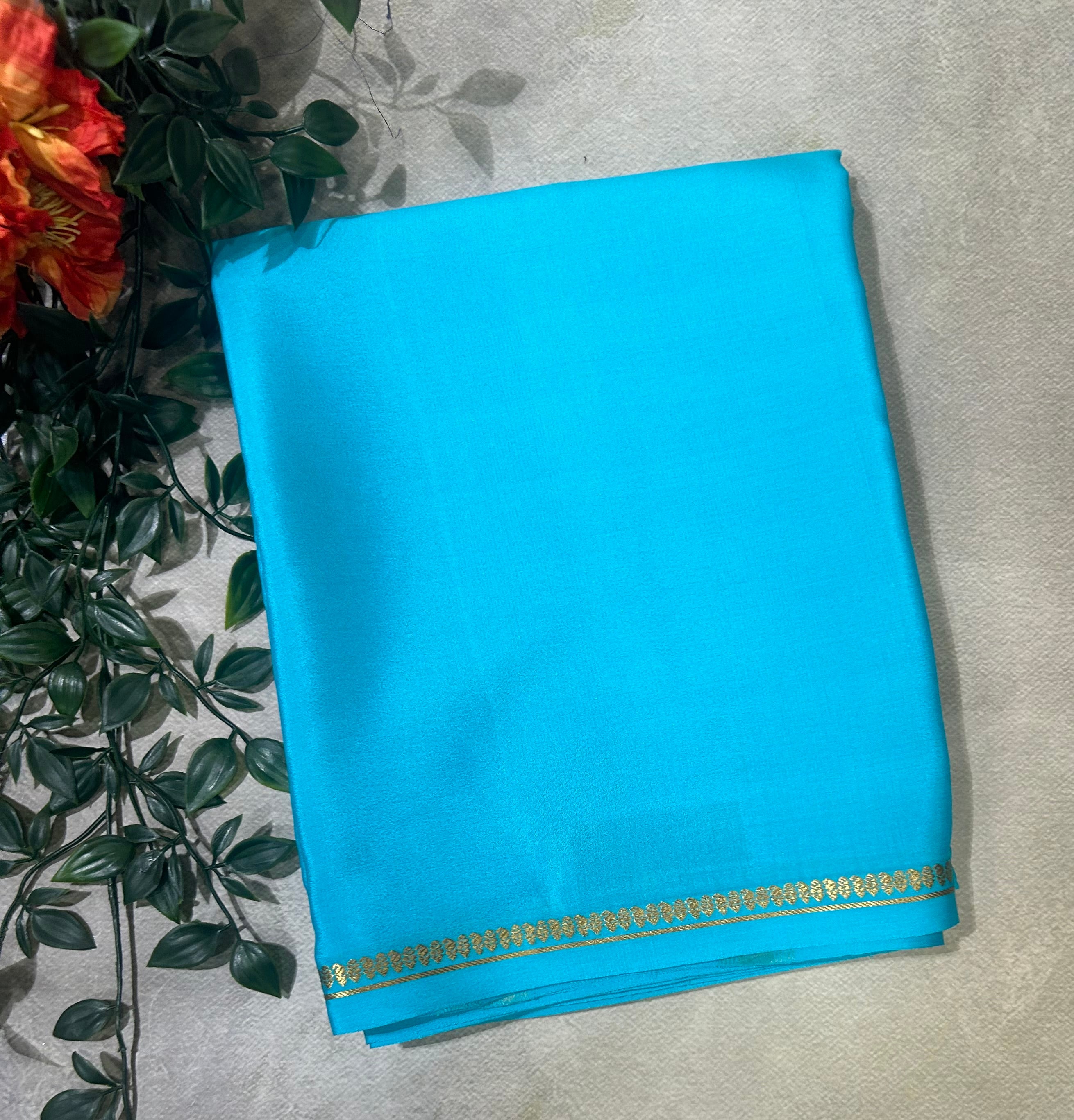 Light blue small border pure Mysore silk 103 saree