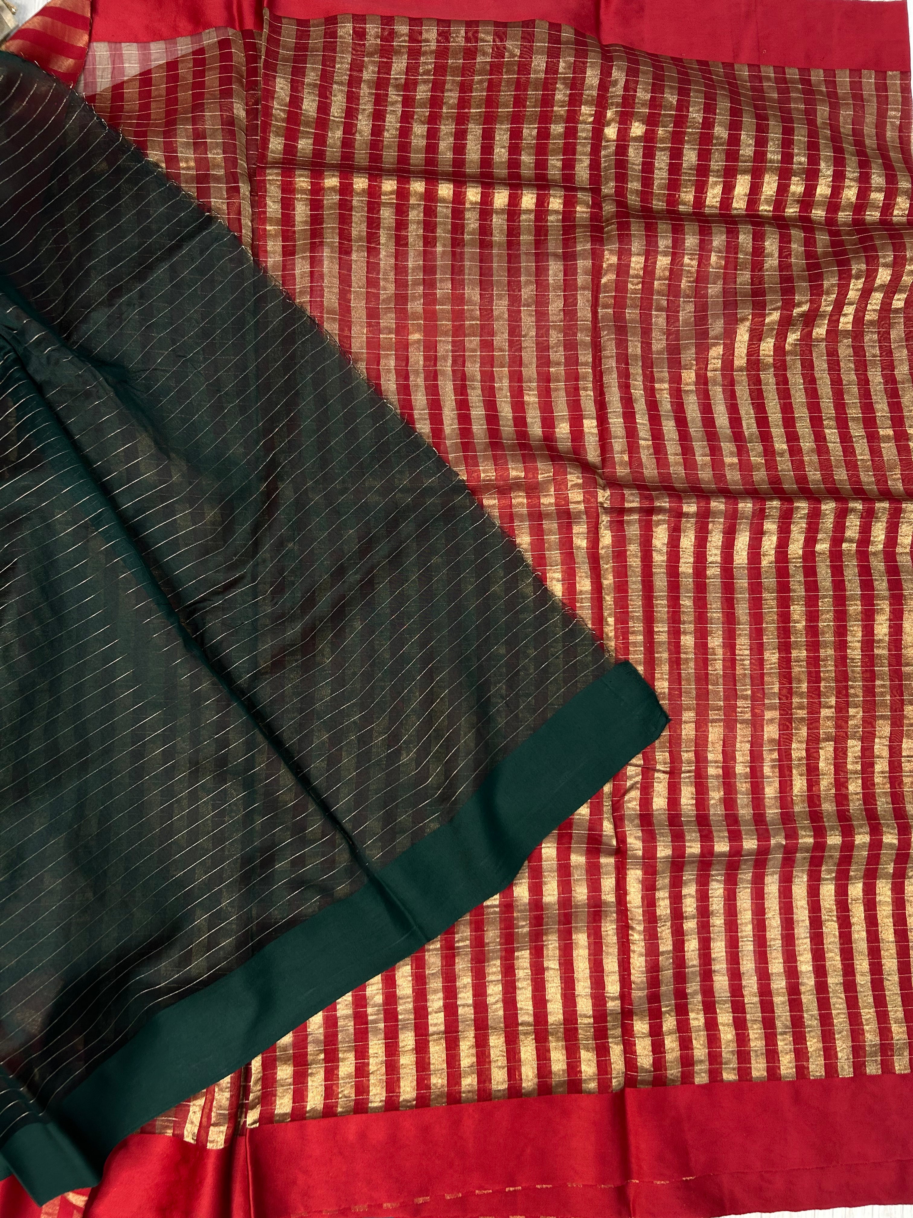 Red  Pure organza tissue saree 101