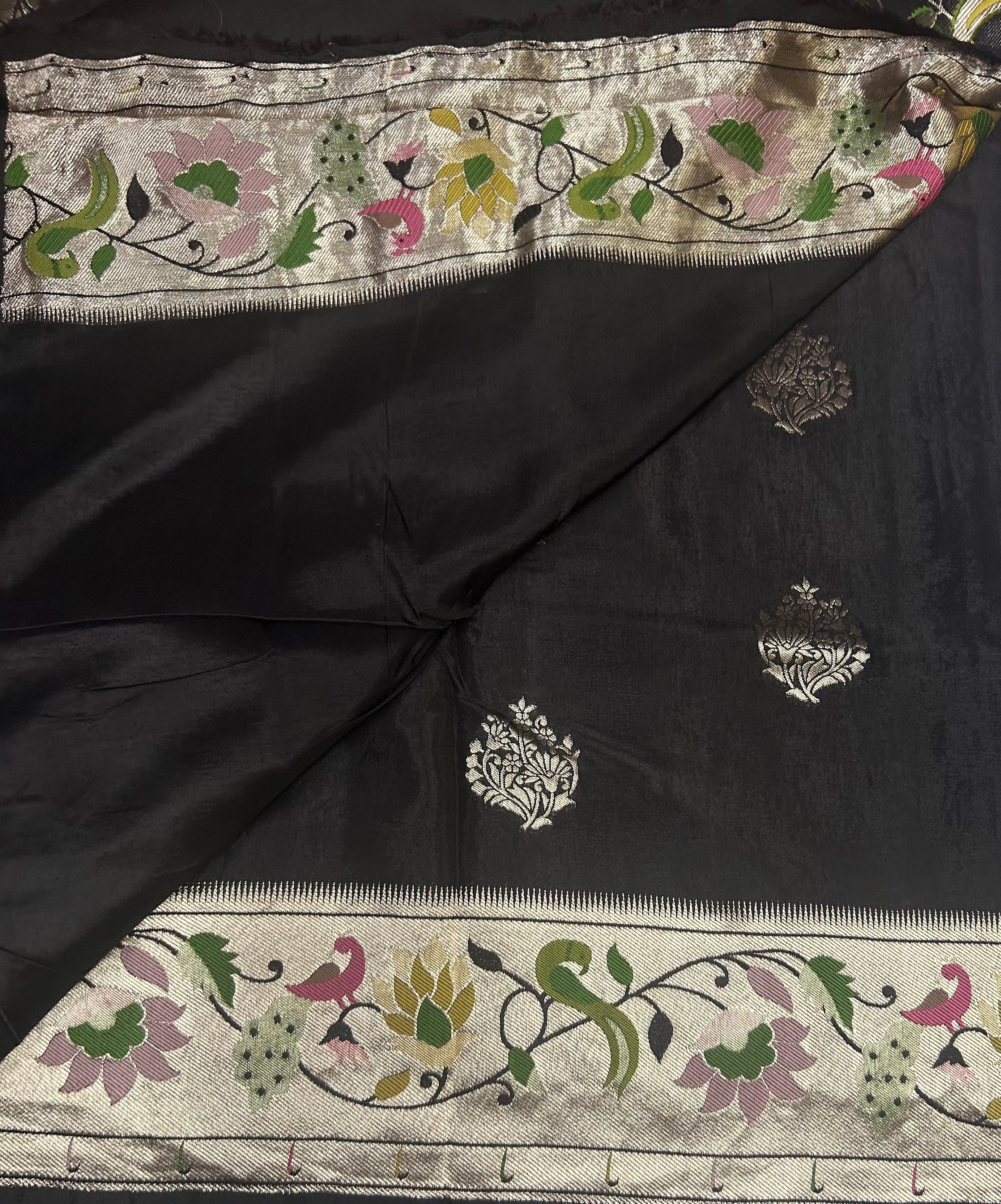 Black Paithani border tussar crepe 105 saree