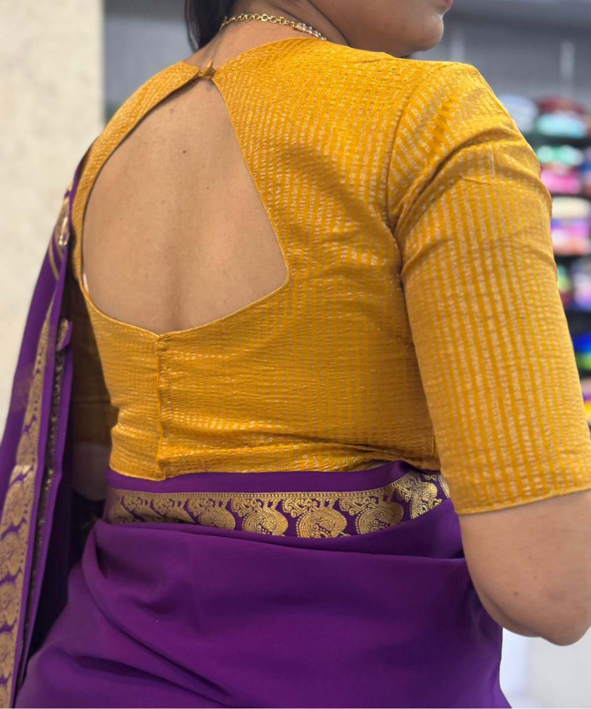 Yellow stripes tissue blouse 102