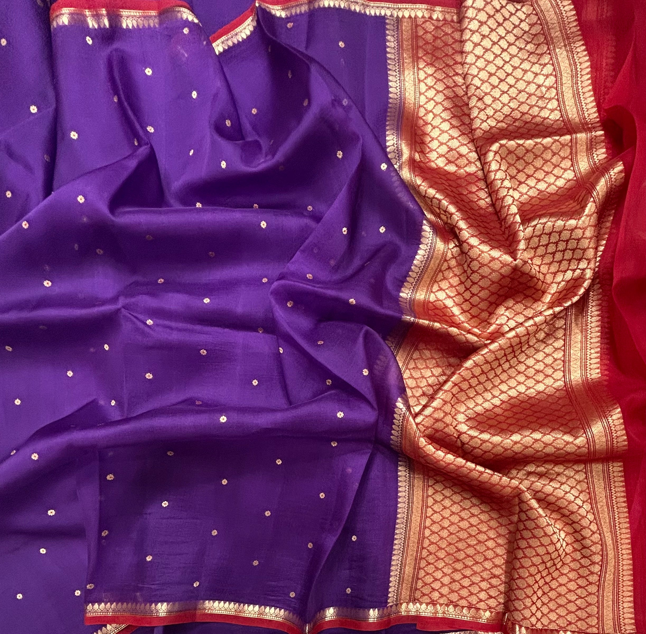 Purple pure kora 105 organza silk saree